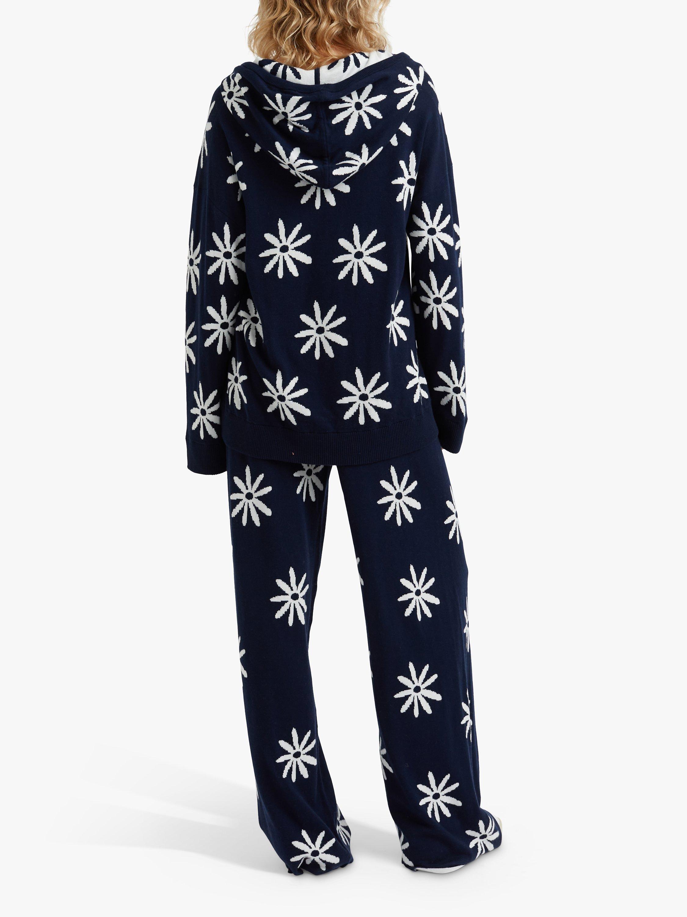 Product image 2 of 4, which shows Chinti & Parker Ditsy Daisy Cashmere Blend Hoodie, Deep Navy/Multi, XL
