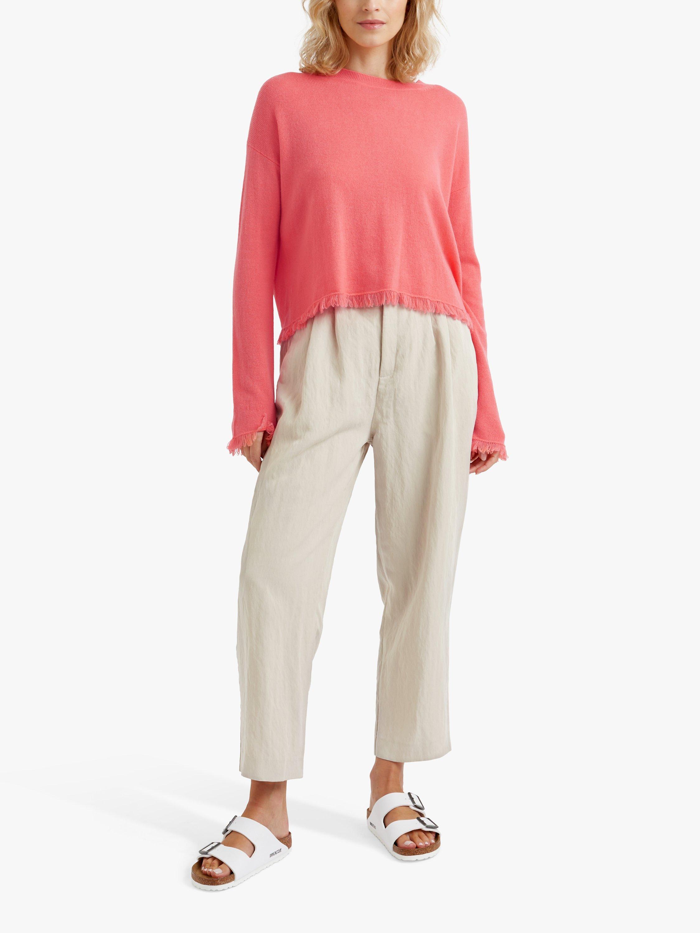 Product image 1 of 4, which shows Chinti & Parker Fringe Wool Cashmere Blend Jumper, Living Coral, XS