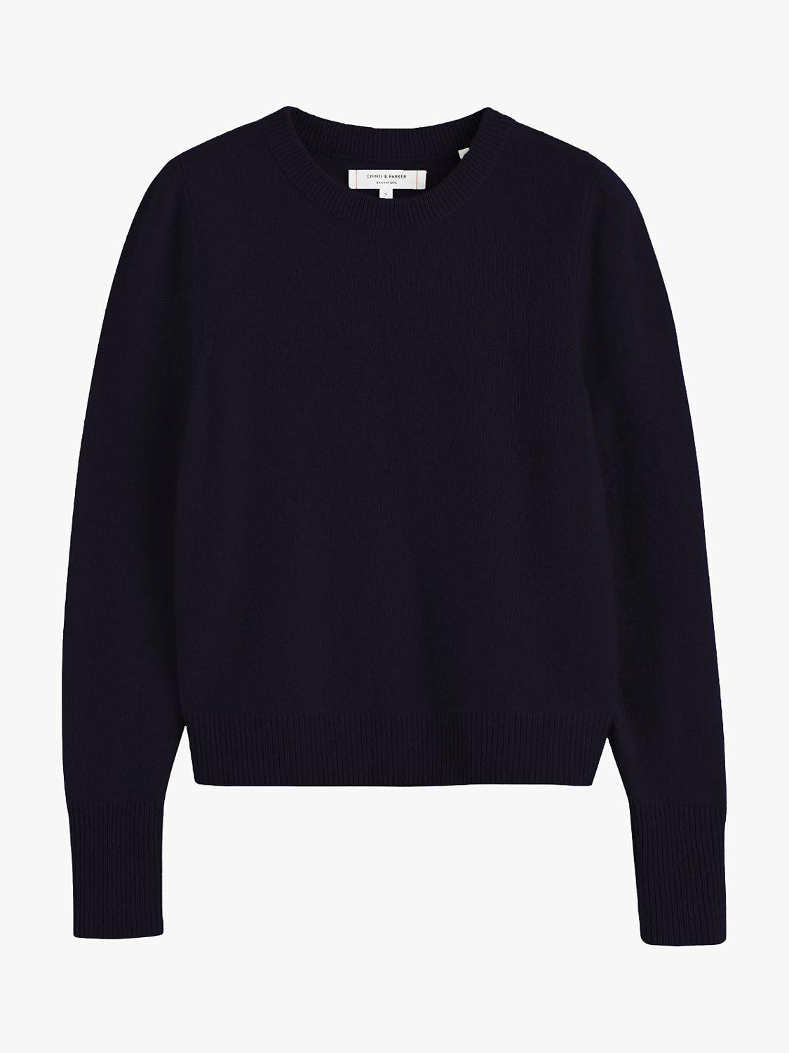 Product image 4 of 4, which shows Chinti & Parker Cashmere Cropped Jumper, Navy, XL