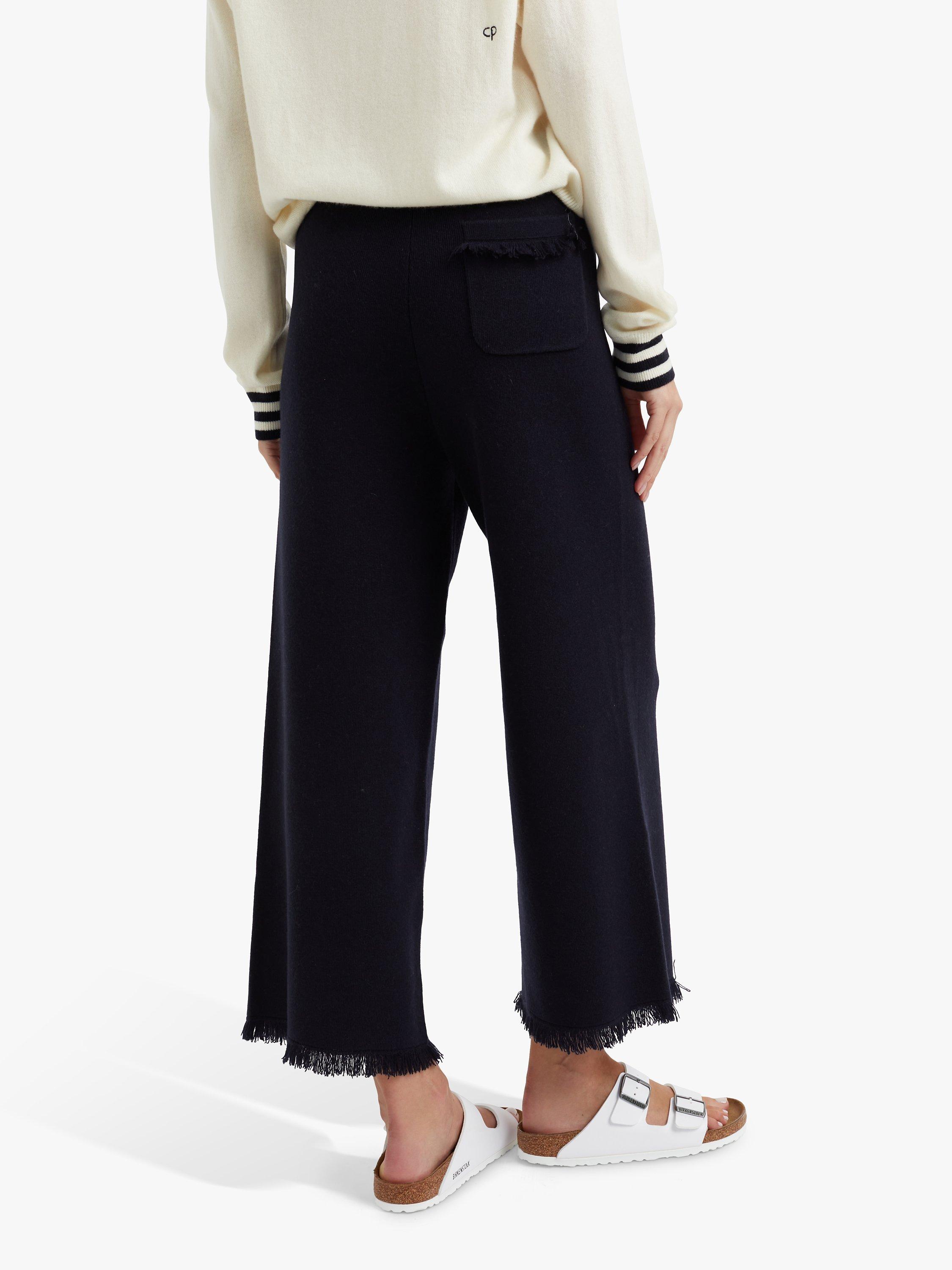 Product image 2 of 4, which shows Chinti & Parker Cashmere Fringe Wide Leg Trousers, Navy, XS