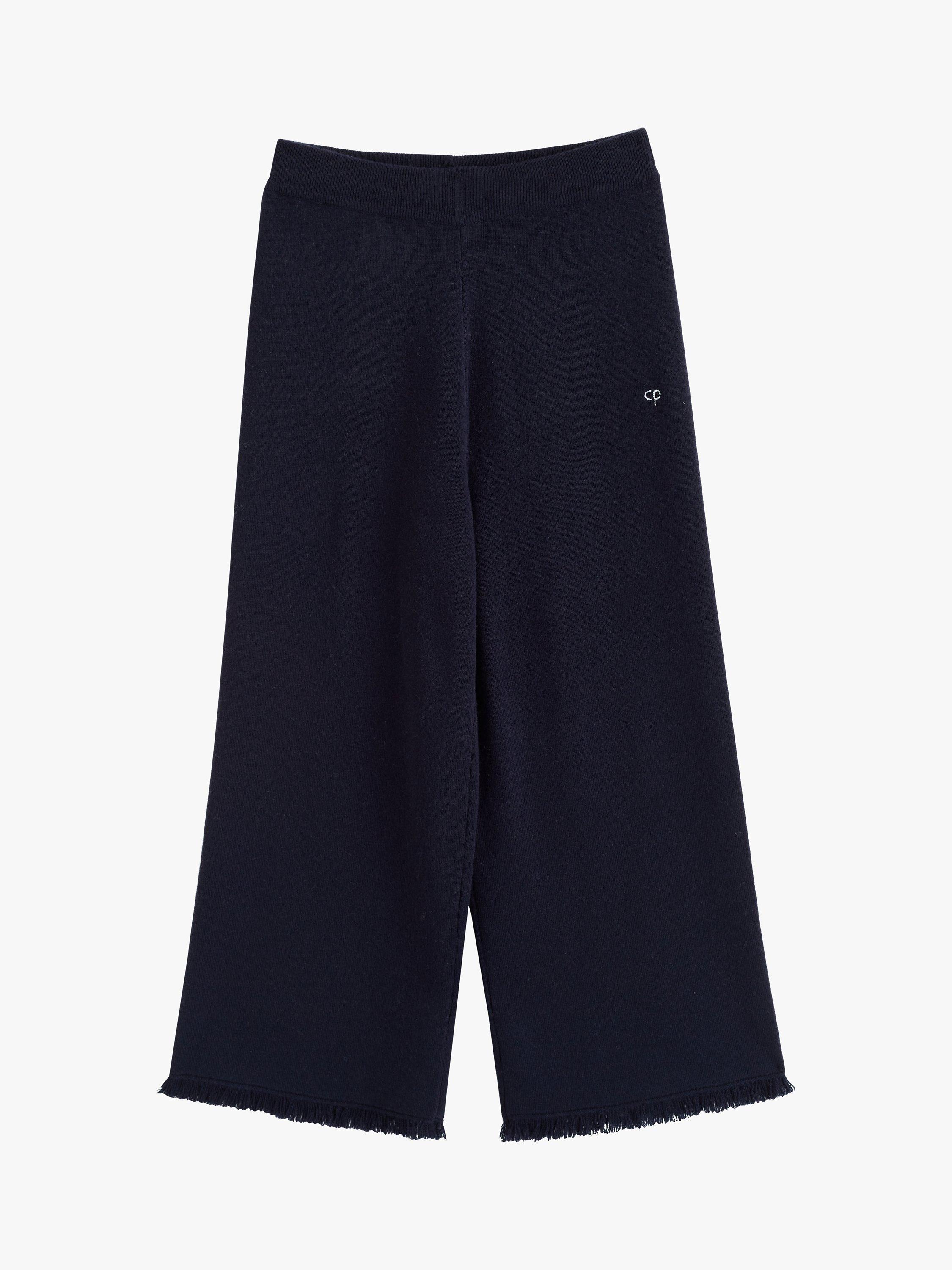 Product image 3 of 4, which shows Chinti & Parker Cashmere Fringe Wide Leg Trousers, Navy, XS