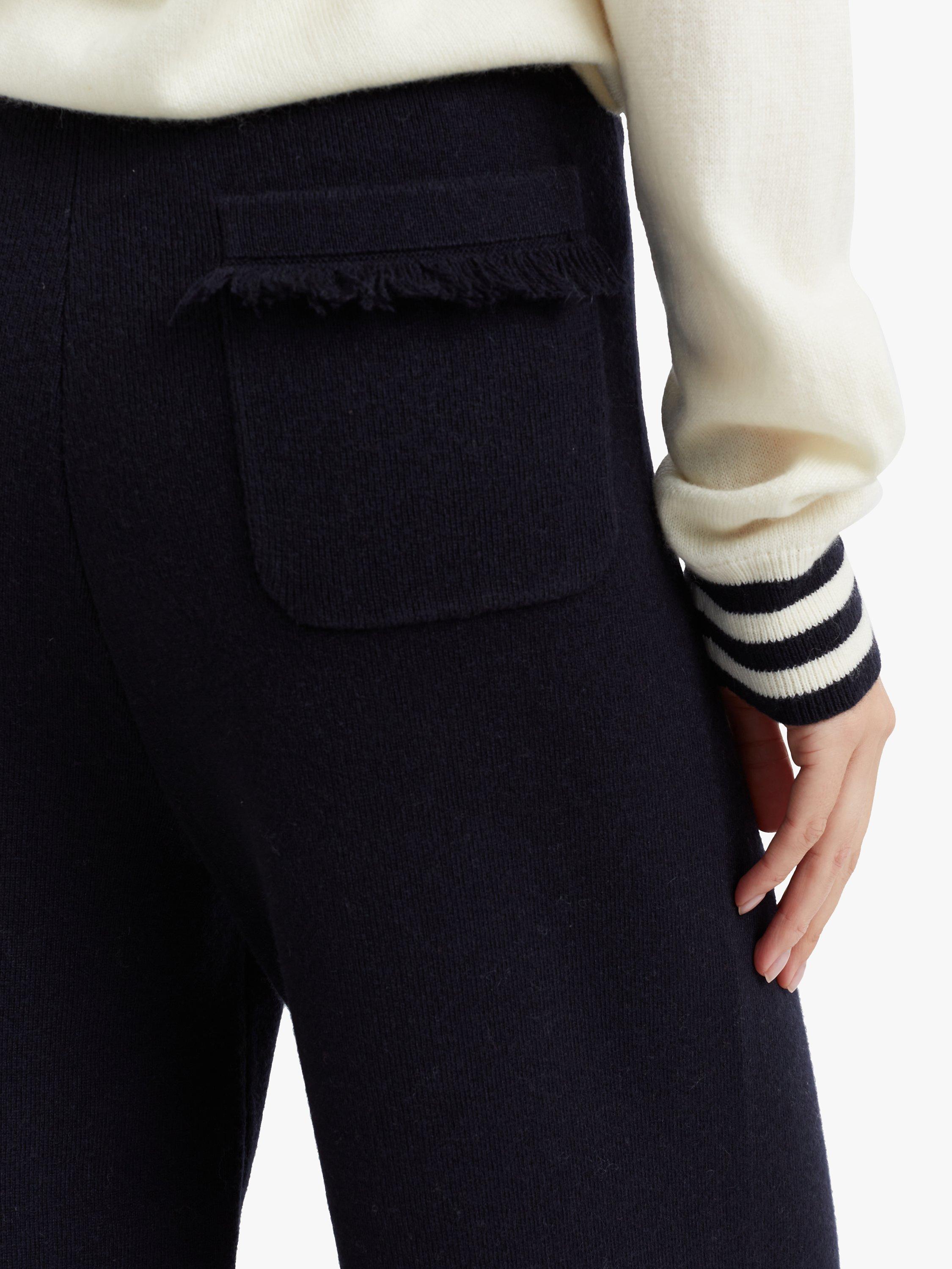 Product image 4 of 4, which shows Chinti & Parker Cashmere Fringe Wide Leg Trousers, Navy, XS