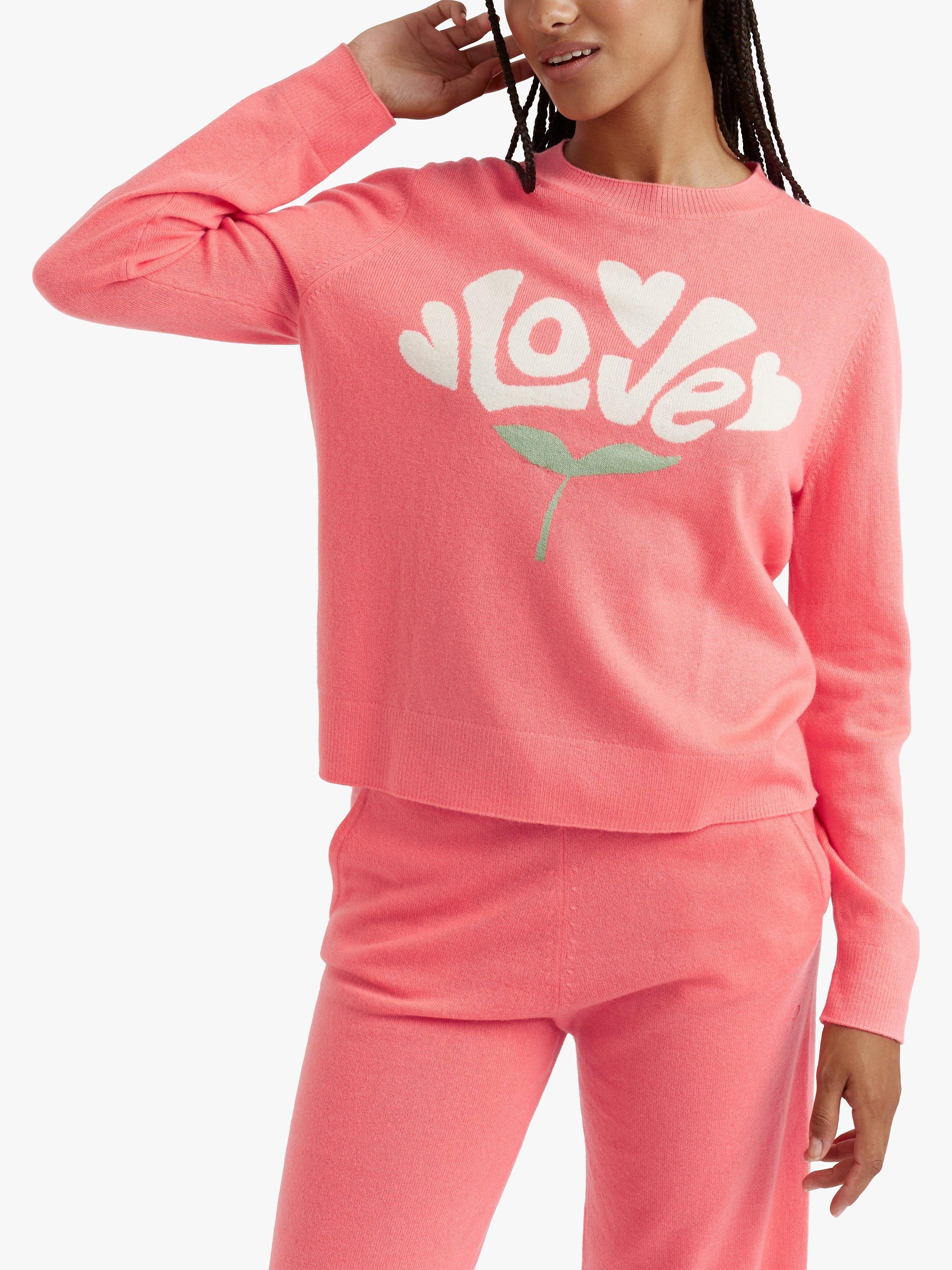Product image 1 of 3, which shows Chinti & Parker Bloom Love Wool Cashmere Jumper, Living Coral, XS