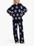 Chinti & Parker Ditsy Daisy Cashmere Blend Joggers, Deep Navy/Multi, Deep Navy/Multi