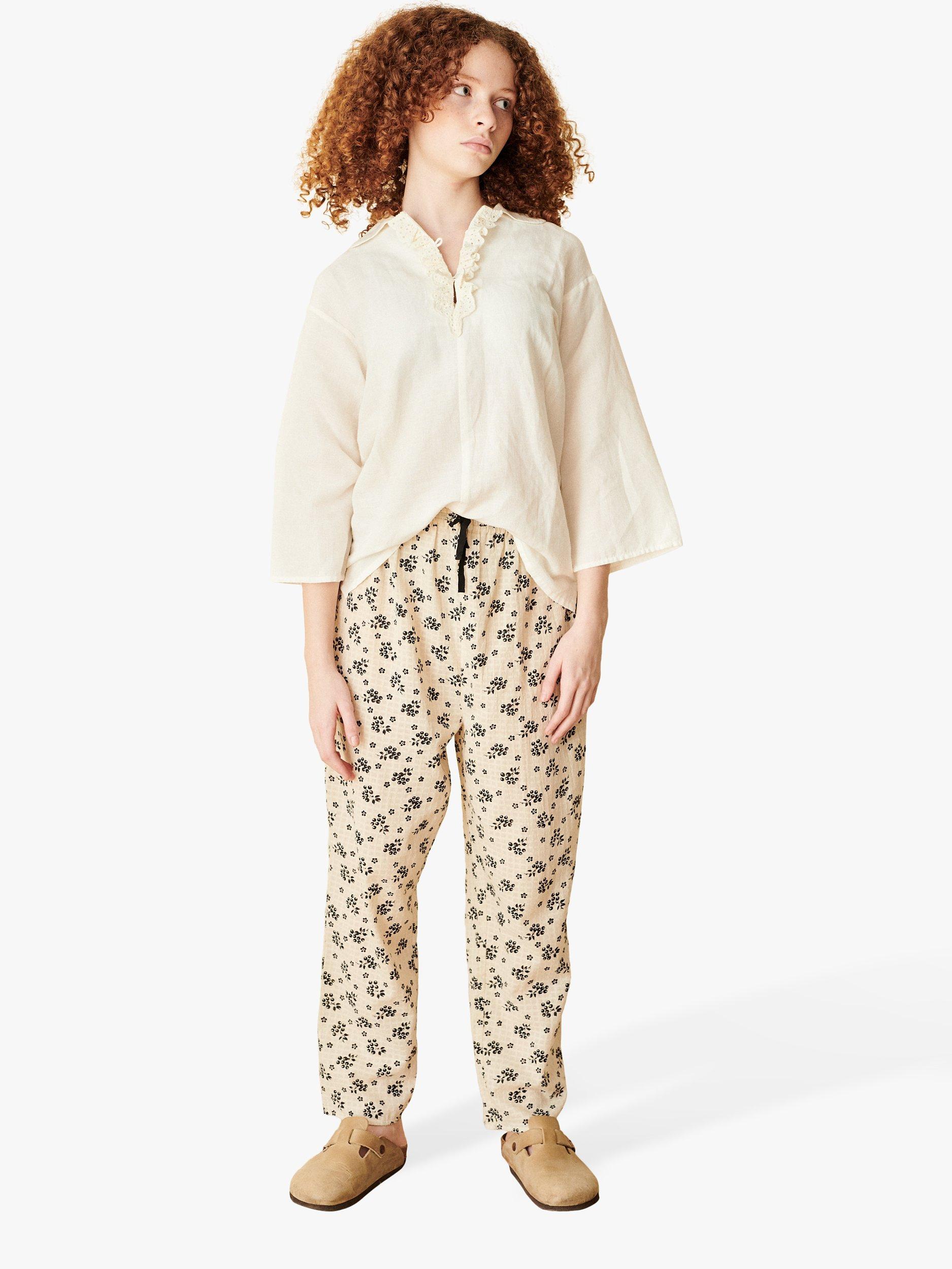 Product image 2 of 5, which shows Caramel Kids' Spearmint Linen Blend Blouse, Off White, 8 years