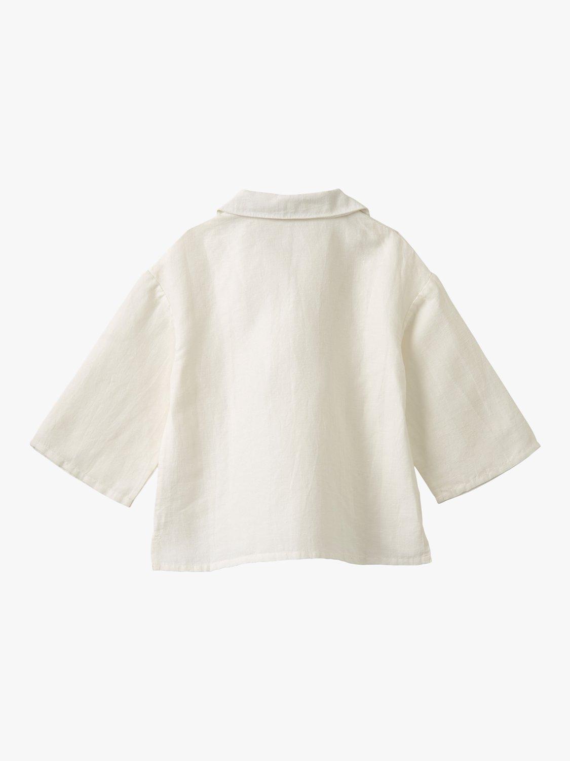 Product image 4 of 5, which shows Caramel Kids' Spearmint Linen Blend Blouse, Off White, 8 years