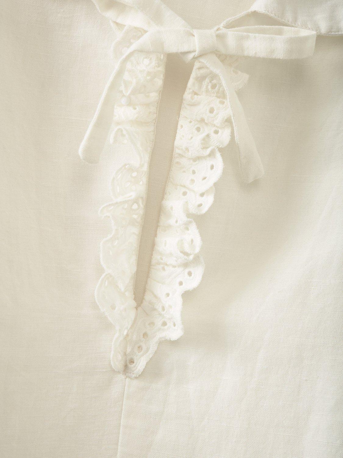 Product image 5 of 5, which shows Caramel Kids' Spearmint Linen Blend Blouse, Off White, 8 years