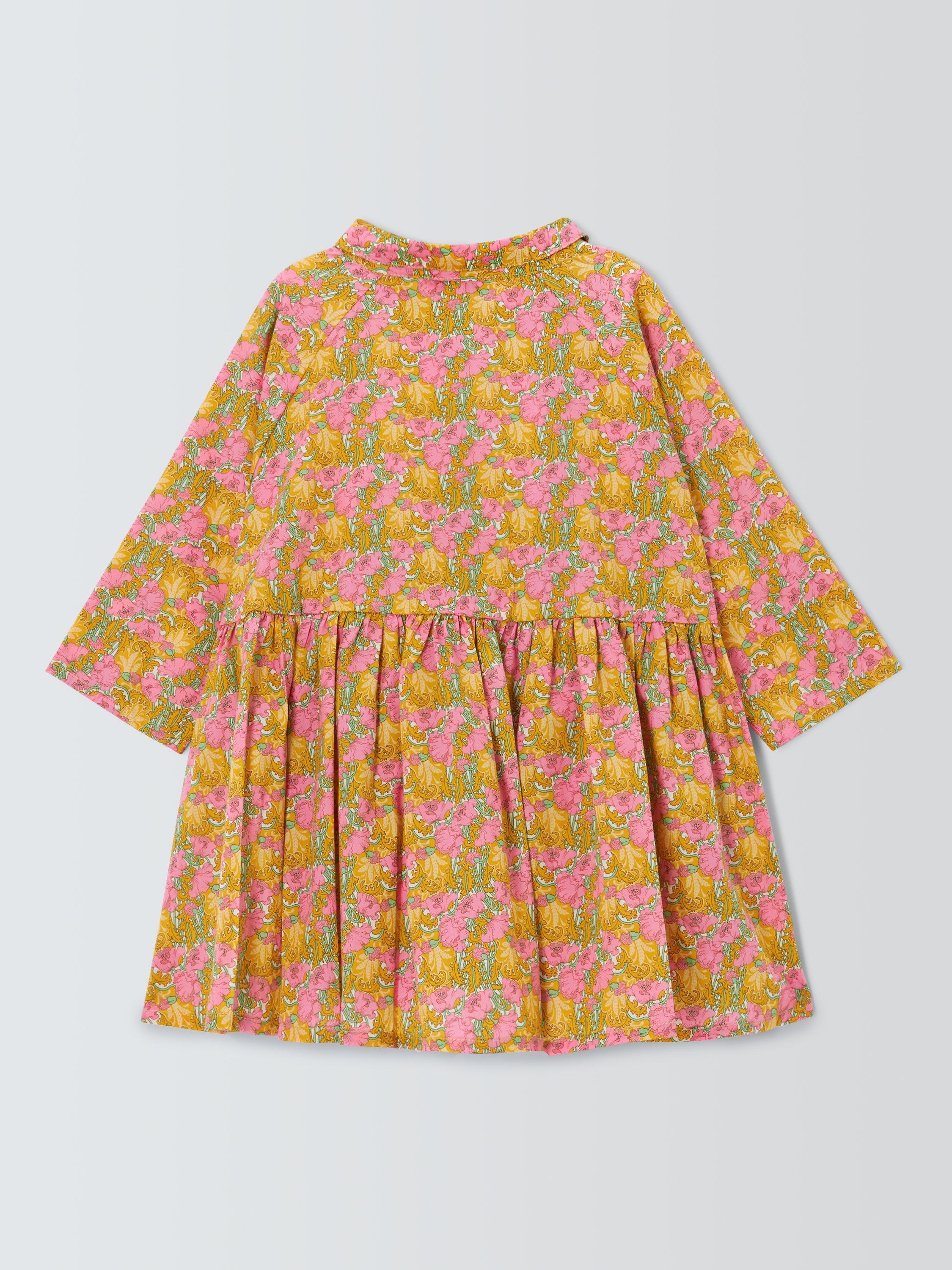 Product image 6 of 7, which shows Caramel Kids' Lemon Balm Liberty Print Peplum Top, Pink/Multi, 3 years