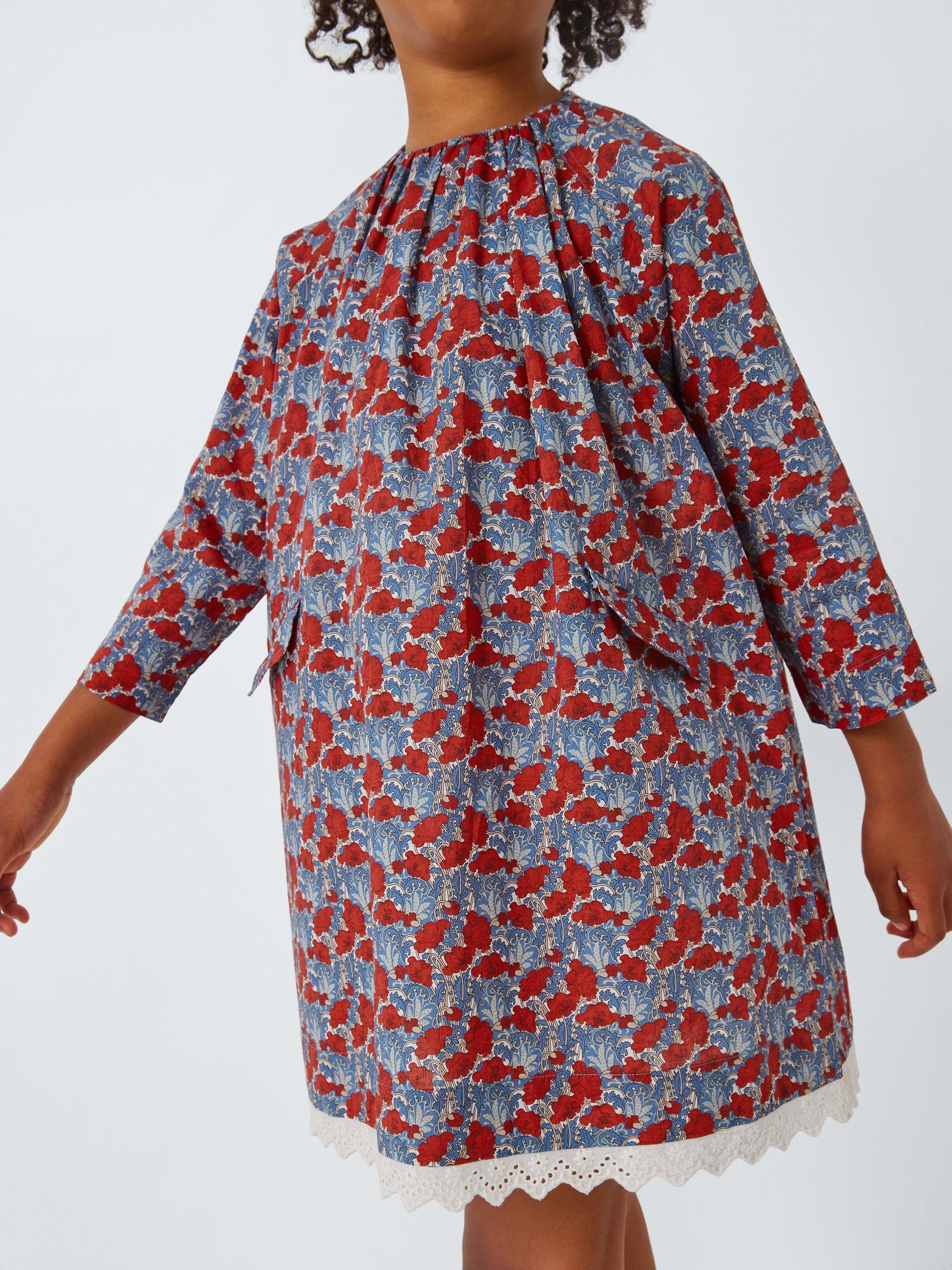 Product image 6 of 8, which shows Caramel Kids' Malika Floral Liberty Print Dress, Blue/Multi, 8 years