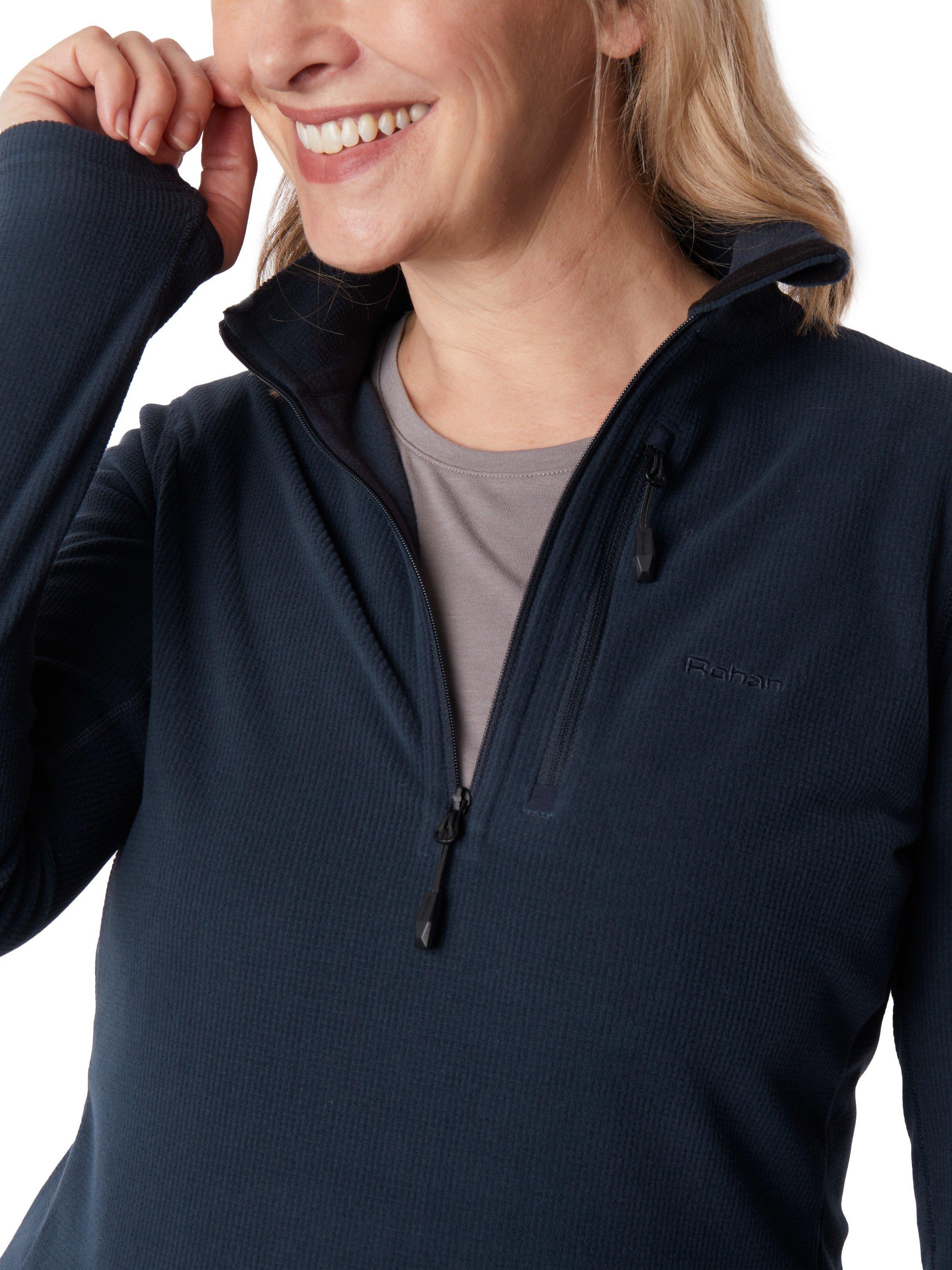 Rohan Microgrid Fleece Zip Neck Top, Navy, XS