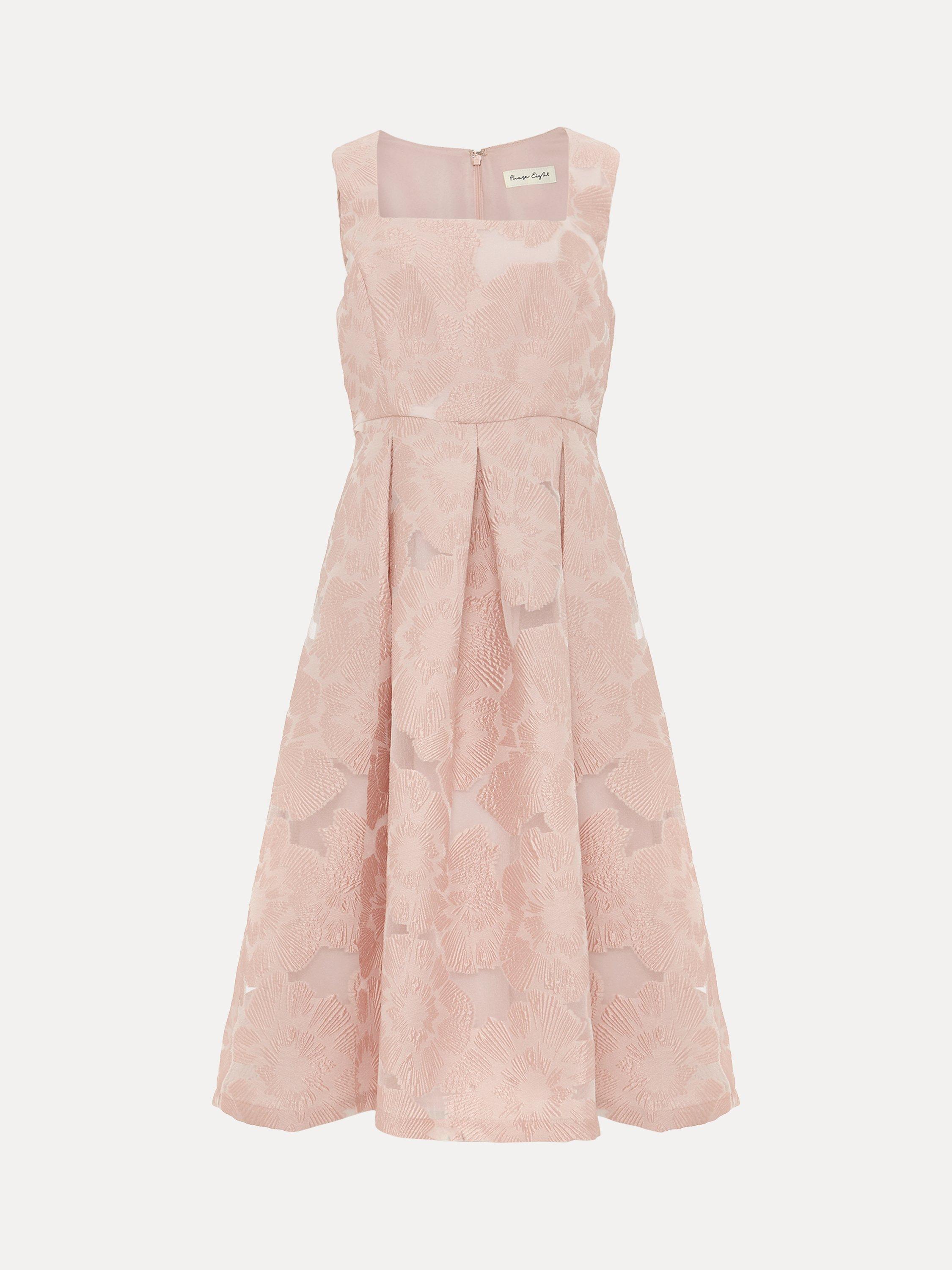 Product image 5 of 7, which shows Phase Eight Jacesta Jacquard Dress, Pale Pink, 12