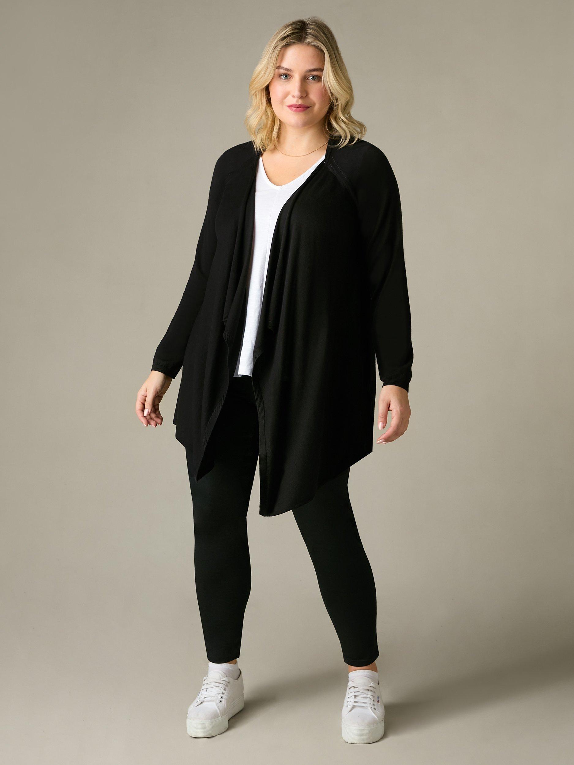 Plus size black waterfall cardigan online
