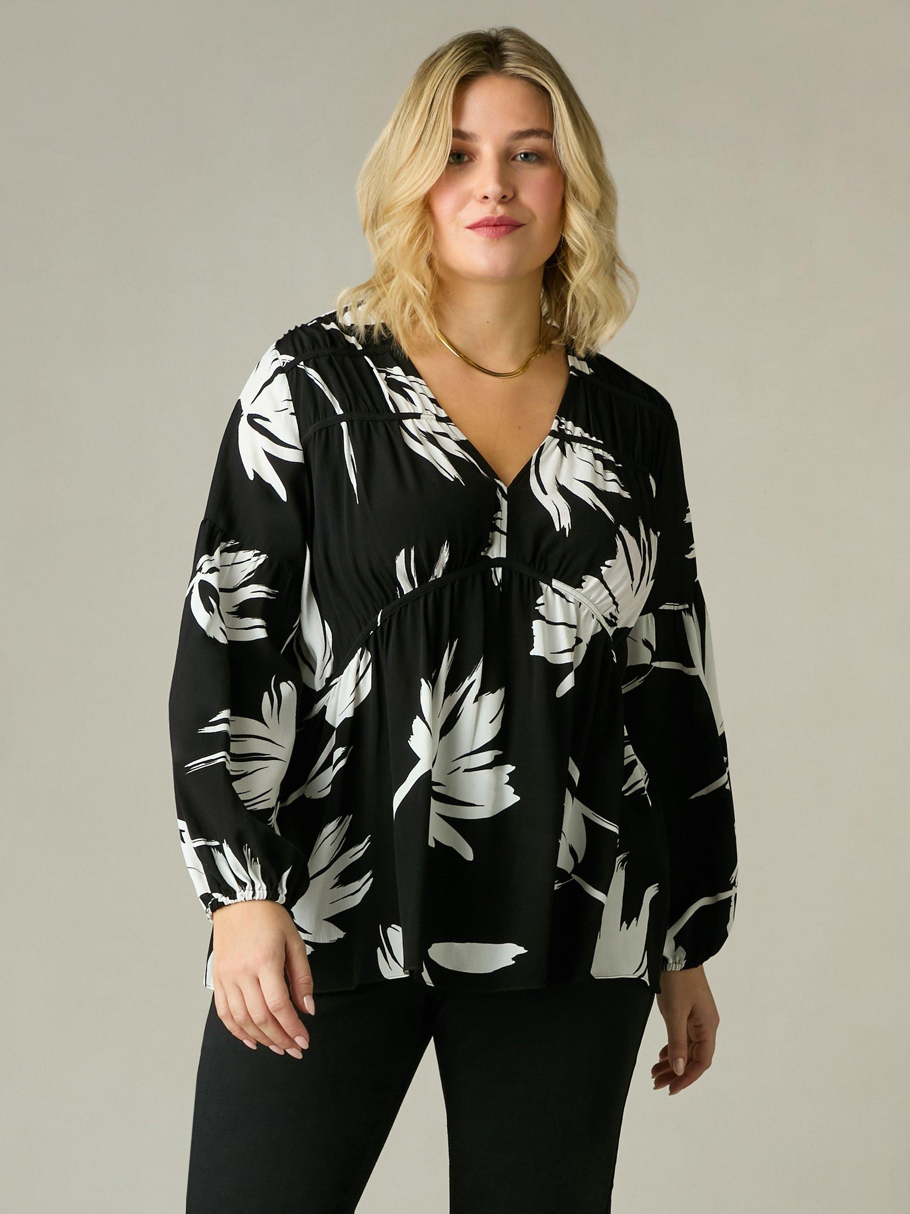 Live Unlimited Curve Ruched Front Blouse, Black