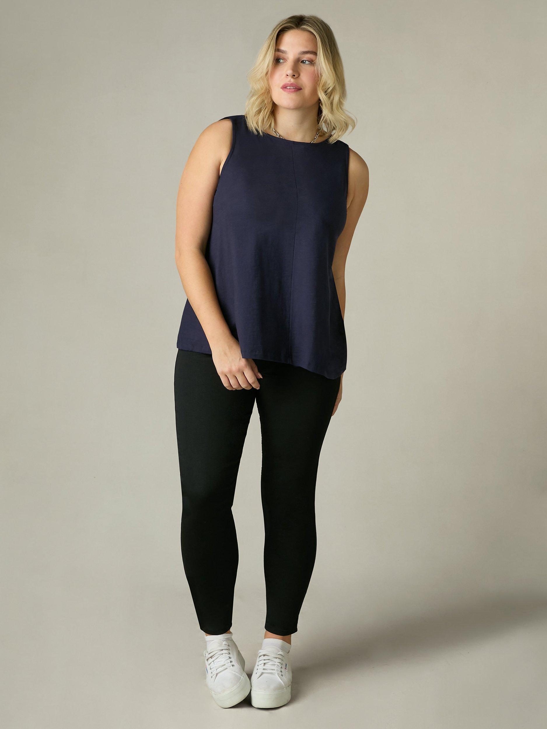 Product image 1 of 5, which shows Live Unlimited Curve Cotton Slub Crew Neck Vest, Navy, 12