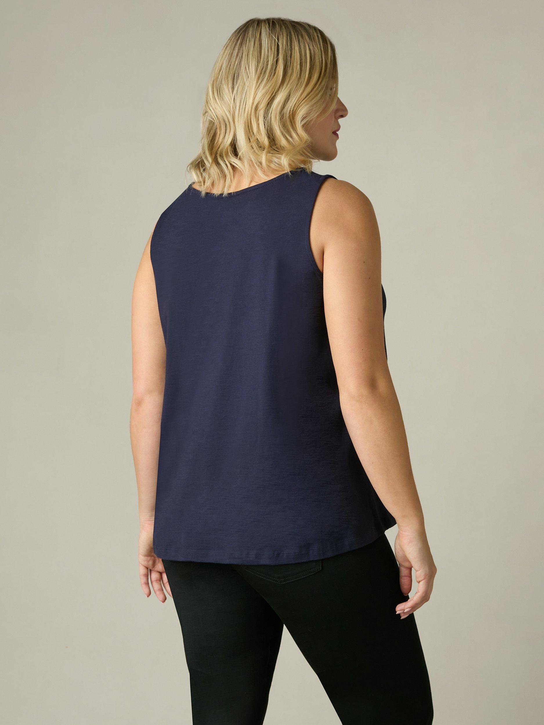 Product image 4 of 5, which shows Live Unlimited Curve Cotton Slub Crew Neck Vest, Navy, 12
