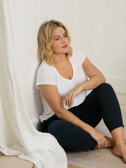 Live Unlimited Curve Cotton Slub Scoop Neck T-Shirt - view 2, White