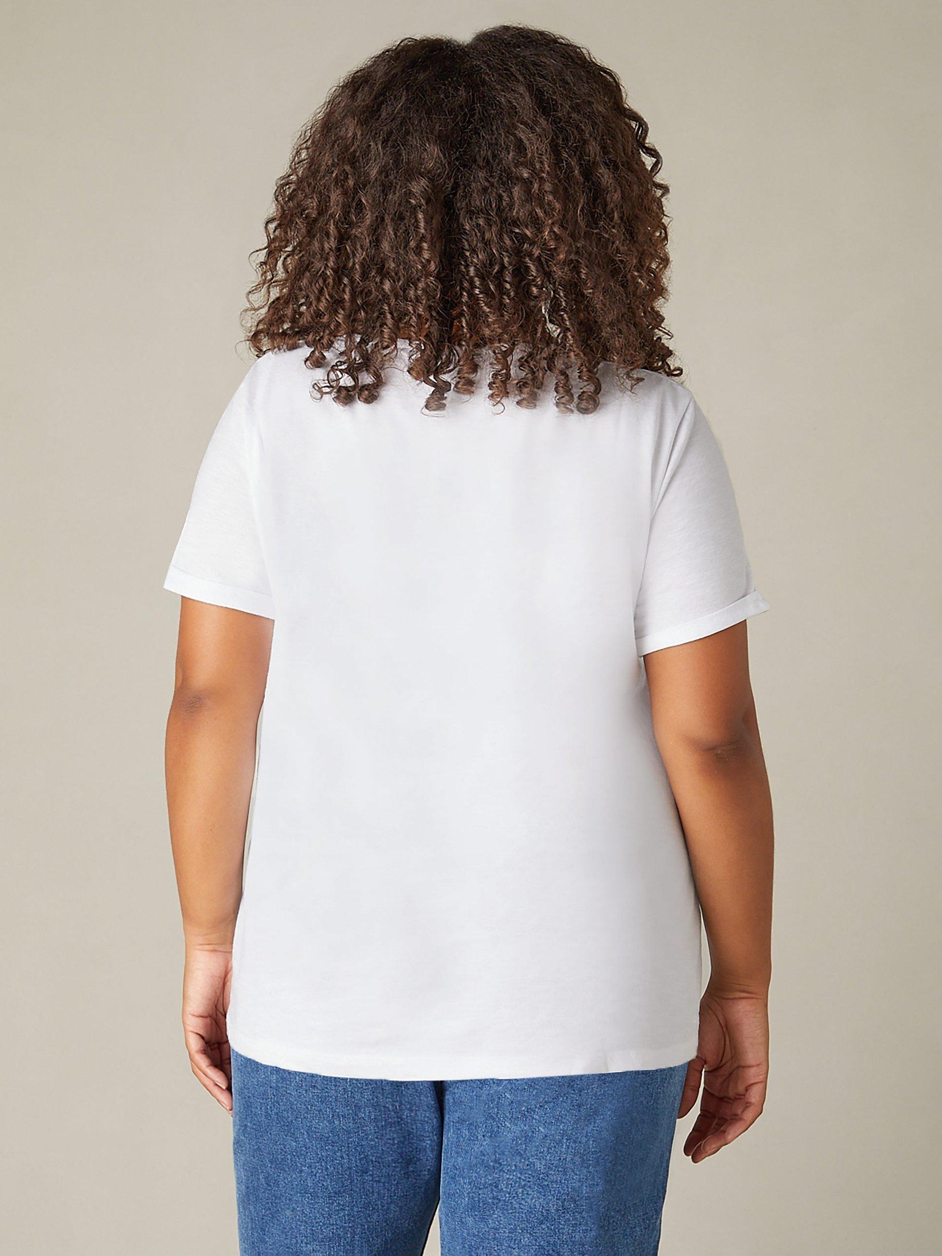 Product image 6 of 6, which shows Live Unlimited Curve Cotton Slub V-Neck T-Shirt, White, 16