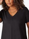 Live Unlimited Curve Cotton Slub V-Neck T-Shirt, Black