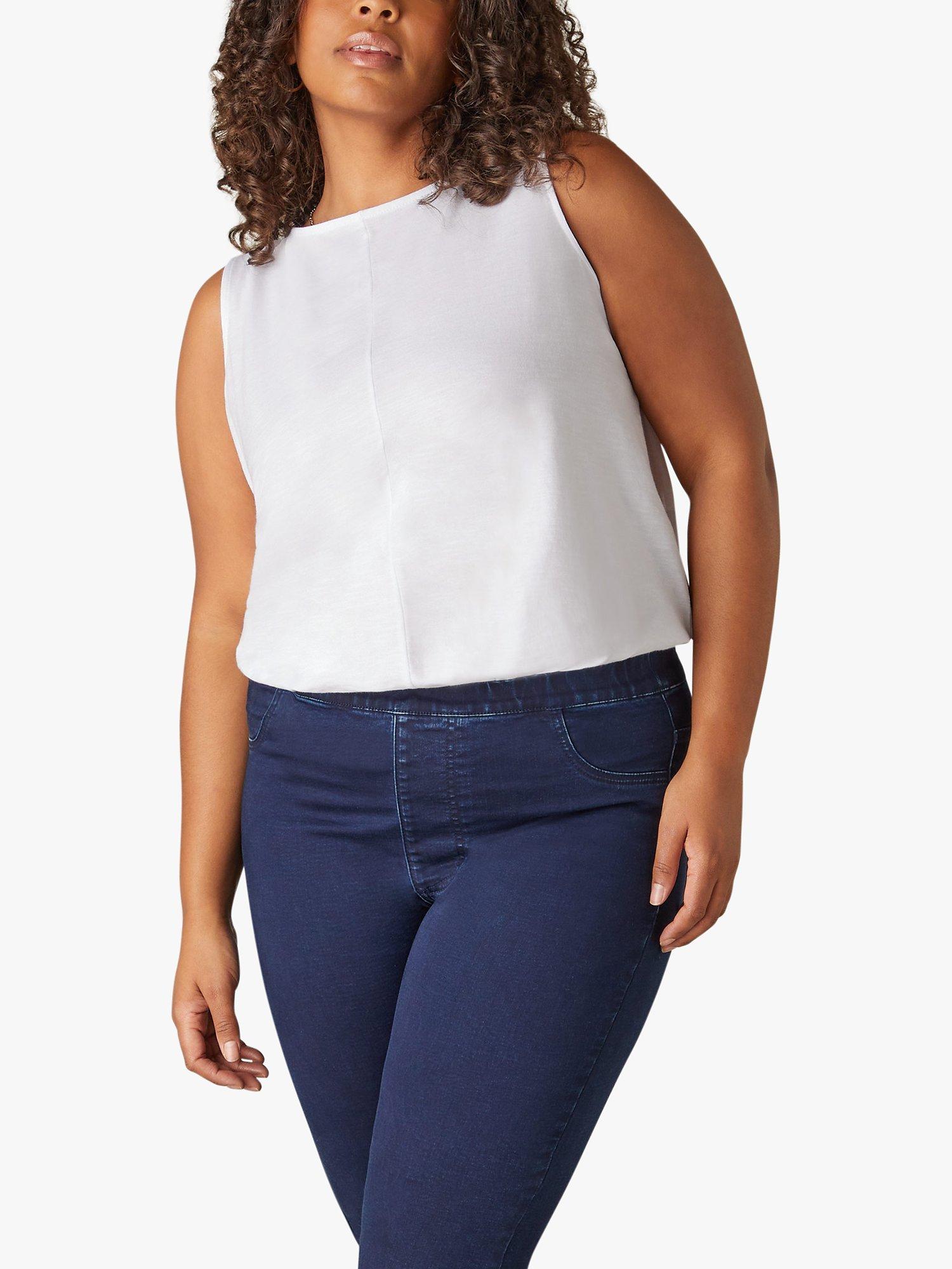 Product image 1 of 4, which shows Live Unlimited Curve Cotton Slub Crew Neck Vest, White, 12