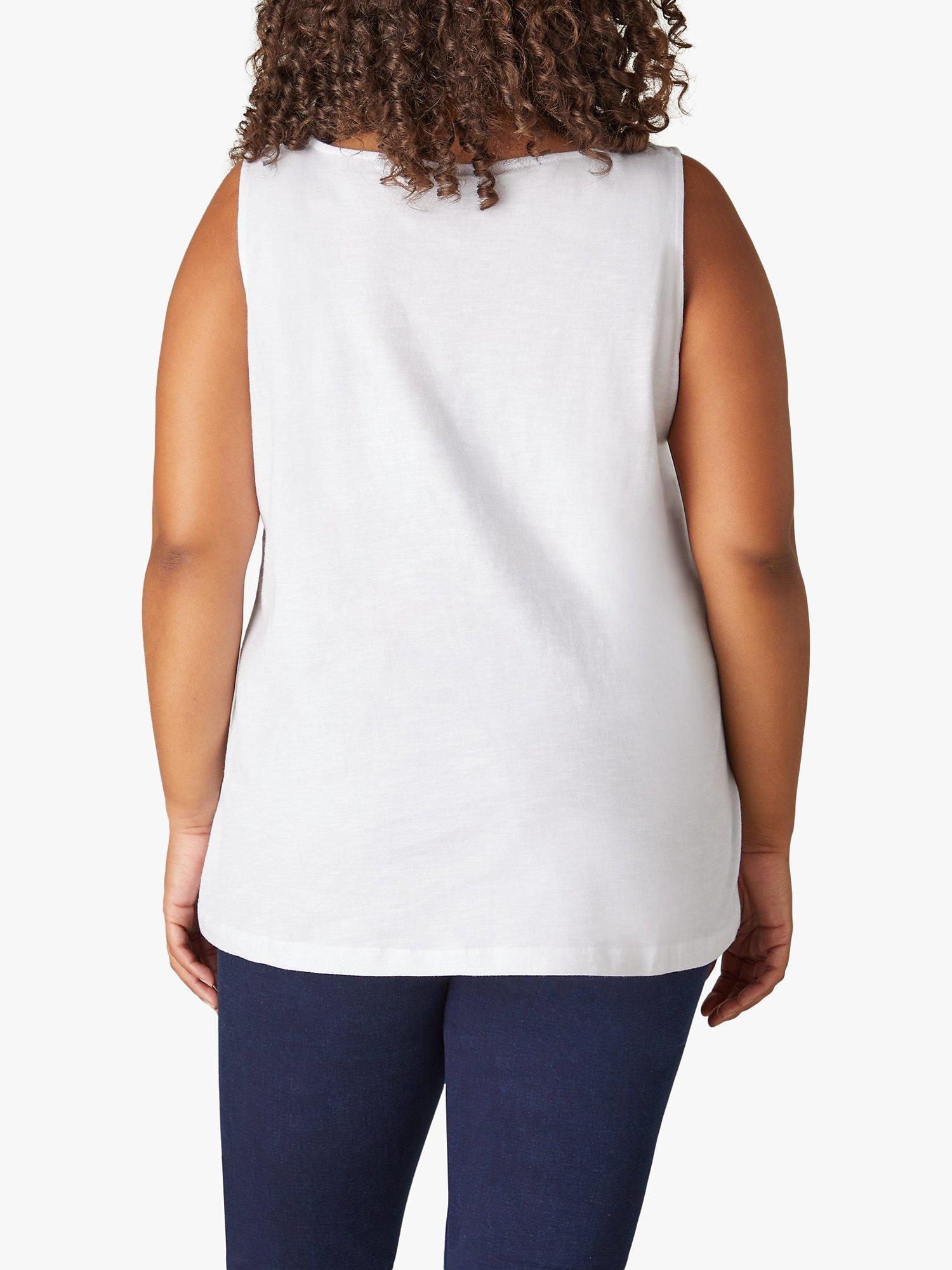 Product image 3 of 4, which shows Live Unlimited Curve Cotton Slub Crew Neck Vest, White, 12