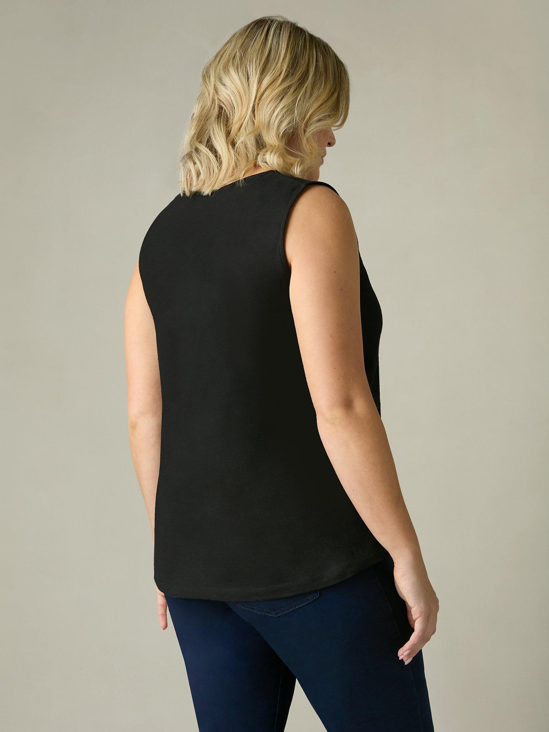 Product image 4 of 5, which shows Live Unlimited Curve Cotton Slub V-Neck Vest, Black, 14