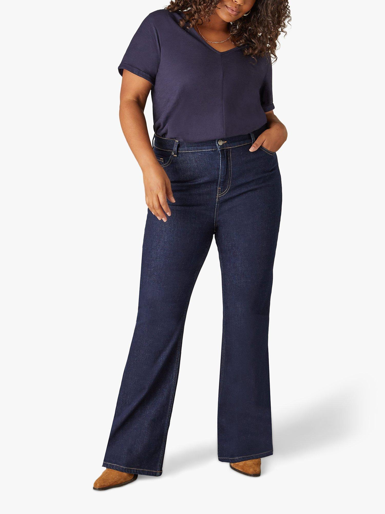 Product image 2 of 5, which shows Live Unlimited Curve Cotton Slub V-Neck T-Shirt, Navy, 12
