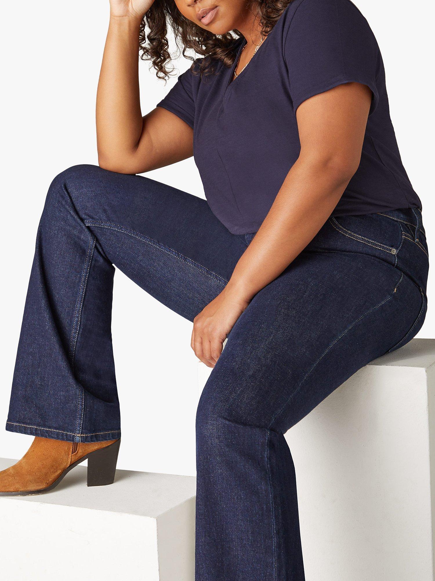 Product image 3 of 5, which shows Live Unlimited Curve Cotton Slub V-Neck T-Shirt, Navy, 12