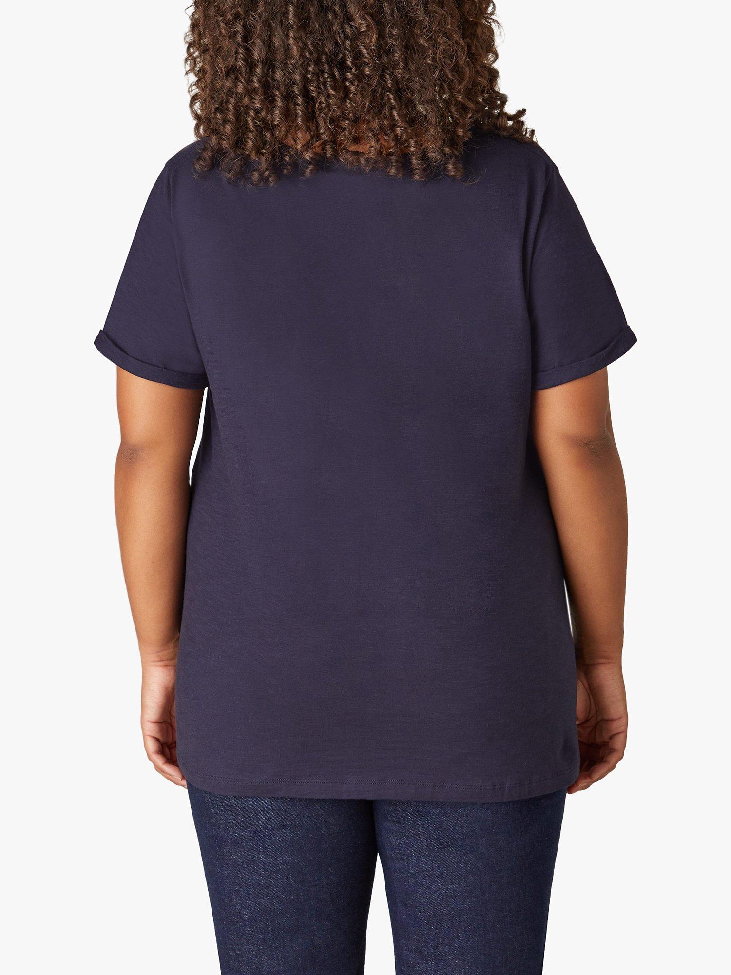 Product image 4 of 5, which shows Live Unlimited Curve Cotton Slub V-Neck T-Shirt, Navy, 12