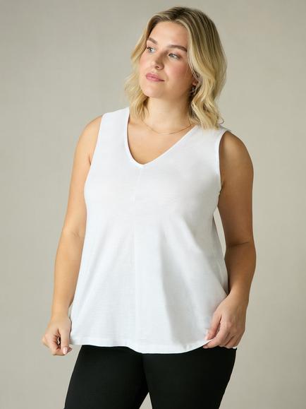Live Unlimited Curve Cotton Slub V-Neck Vest - view 2, White