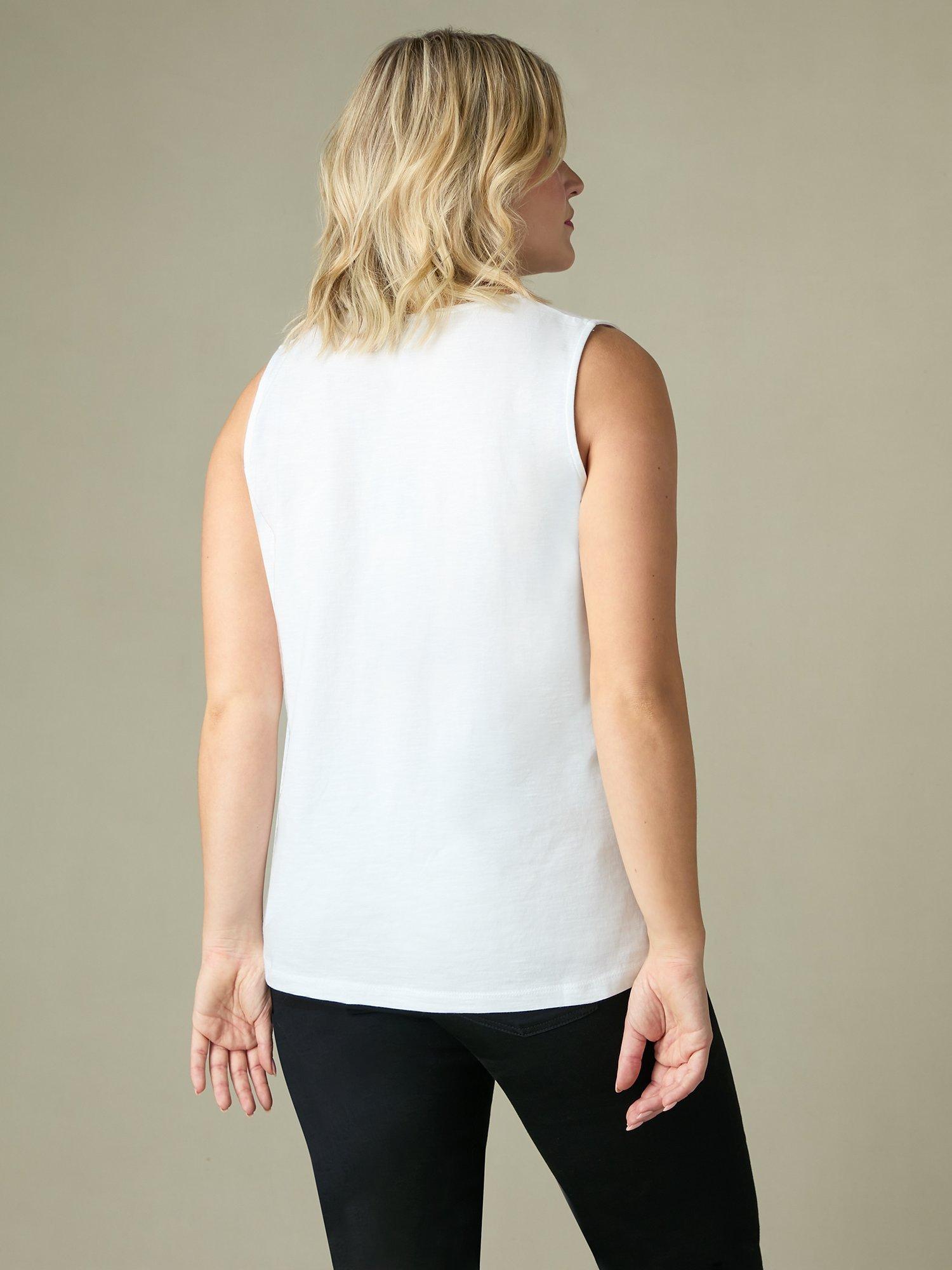 Product image 4 of 5, which shows Live Unlimited Curve Cotton Slub V-Neck Vest, White, 12