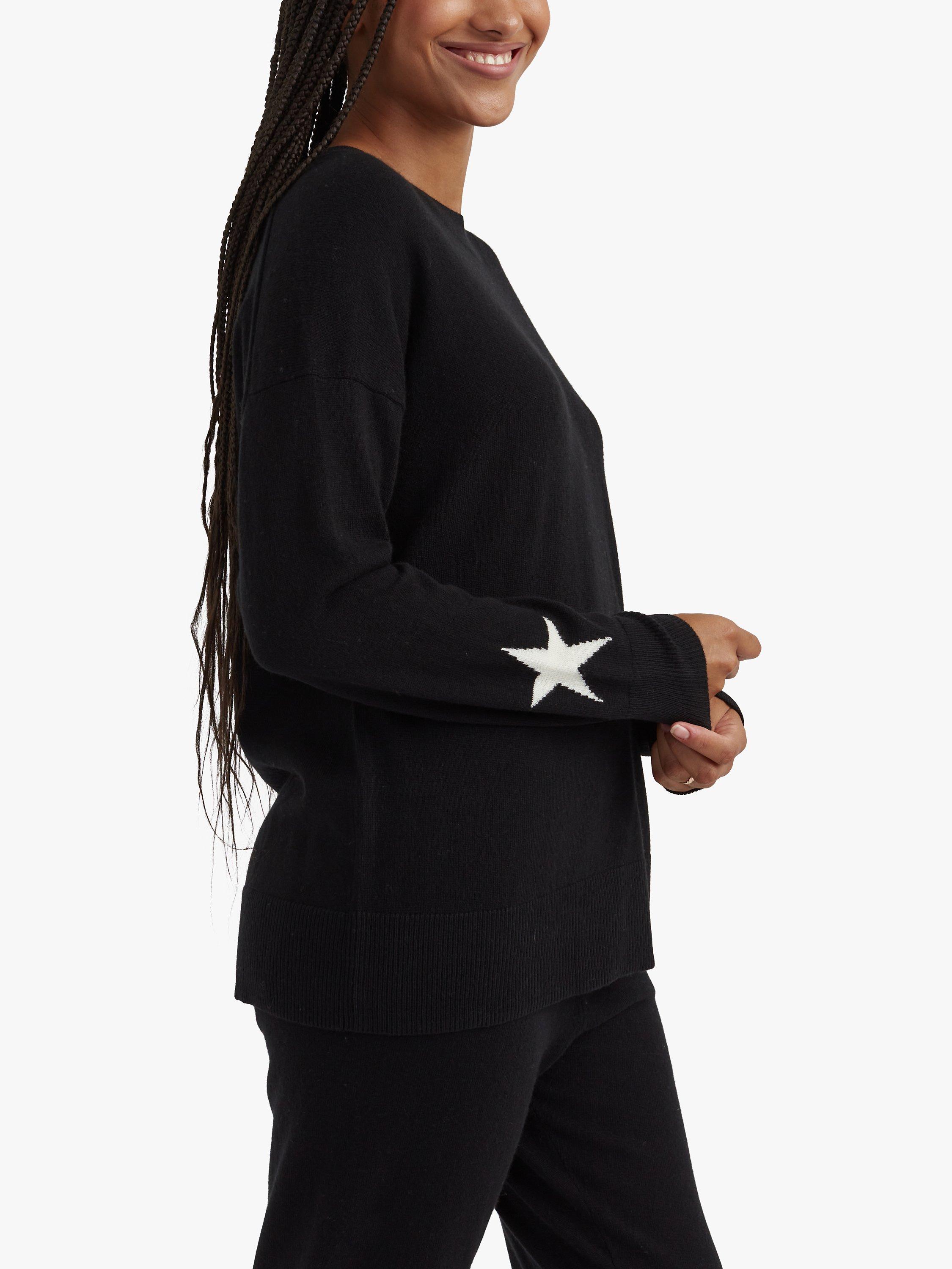 Product image 1 of 2, which shows Chinti & Parker Wool and Cashmere Blend Star Slouchy Jumper, Black, S