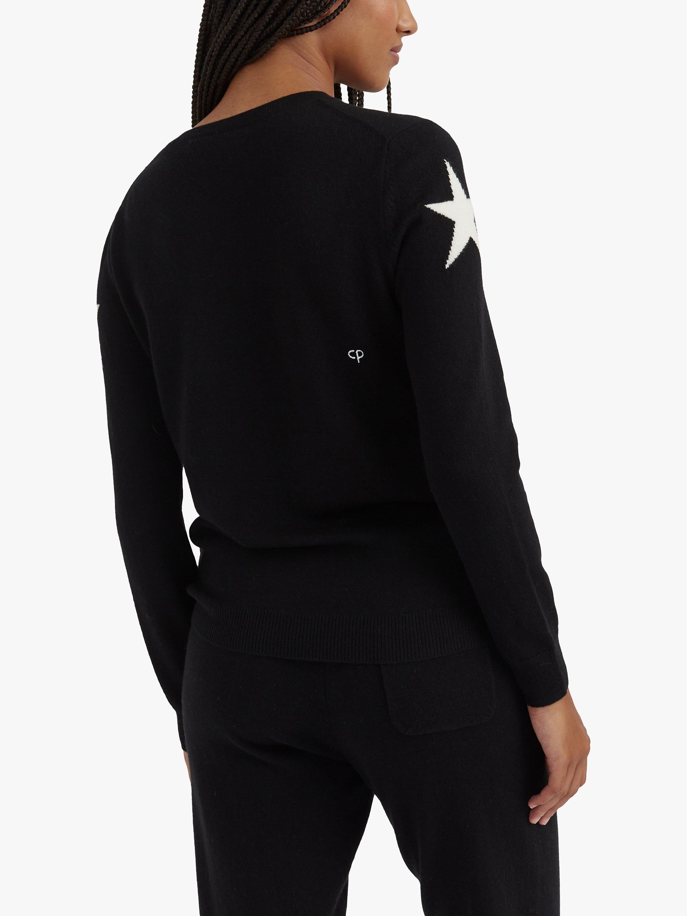 Product image 2 of 4, which shows Chinti & Parker Star Sleeve Wool Cashmere Blend Jumper, Black, XS