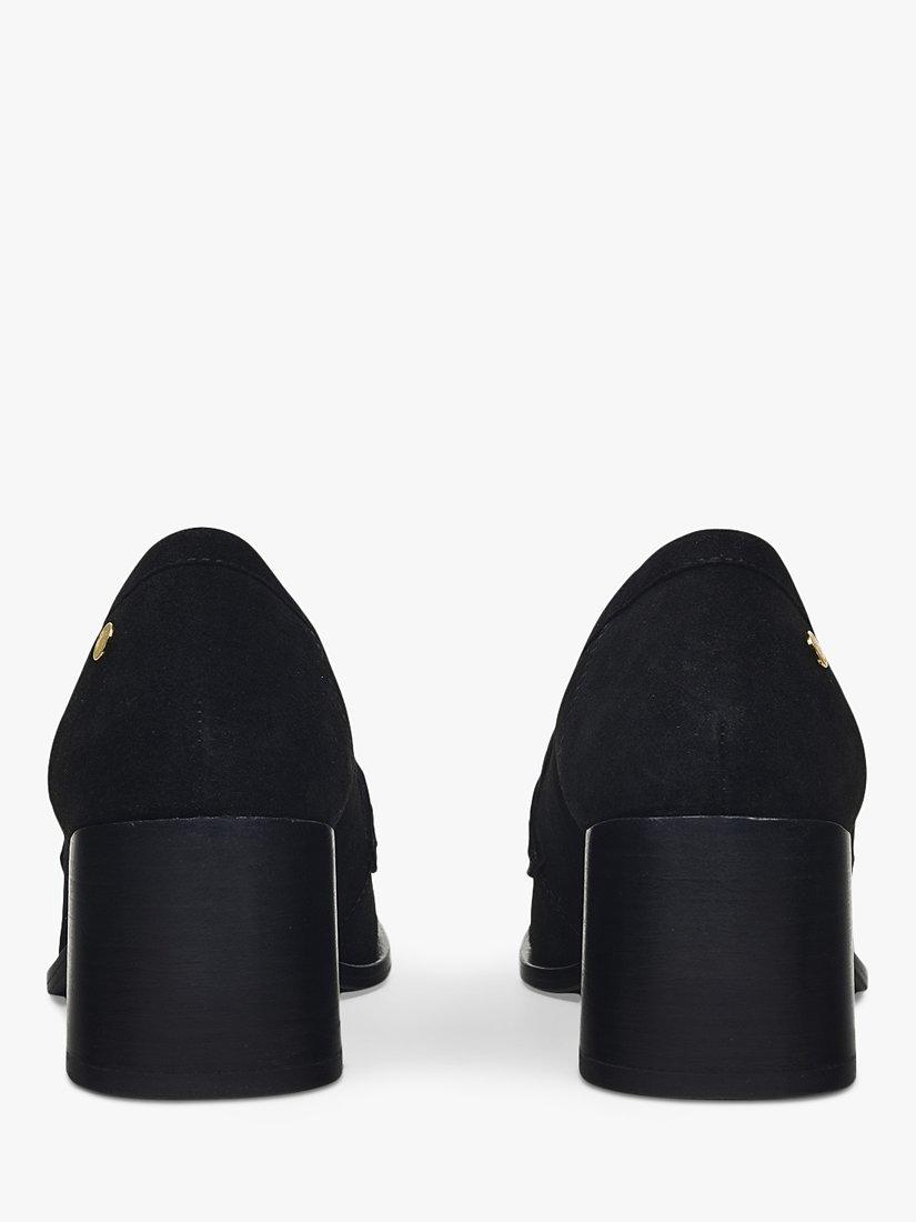 Product image 2 of 4, which shows Radley Thistle Row Block Heel Suede Loafers, Black, 6
