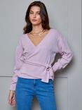 Chi Chi London Wrap V Neck Jumper, Blush