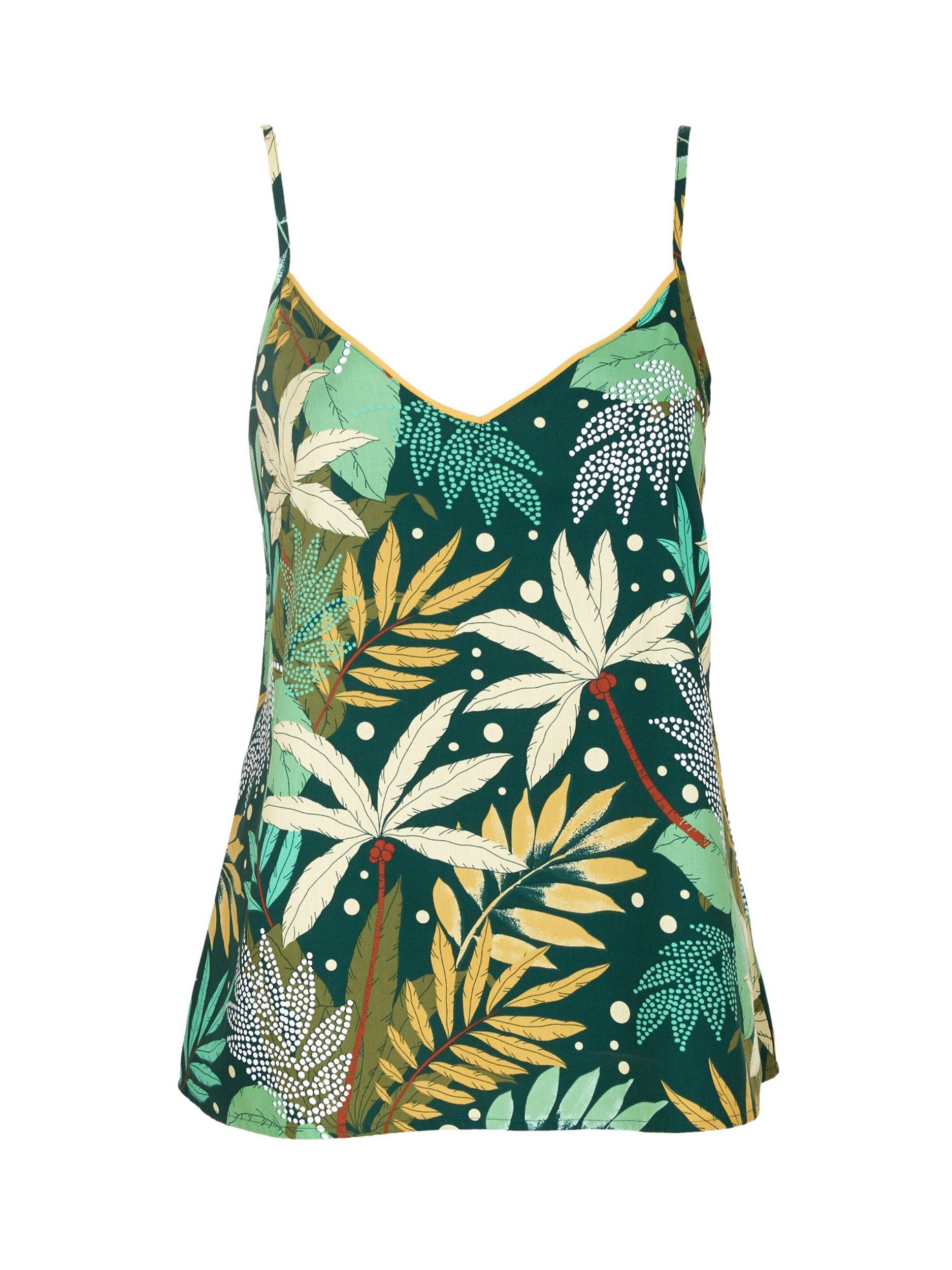 Product image 4 of 4, which shows Cyberjammies Gabrielle Palm Leaf Print Cami Top, Green/Multi, 28