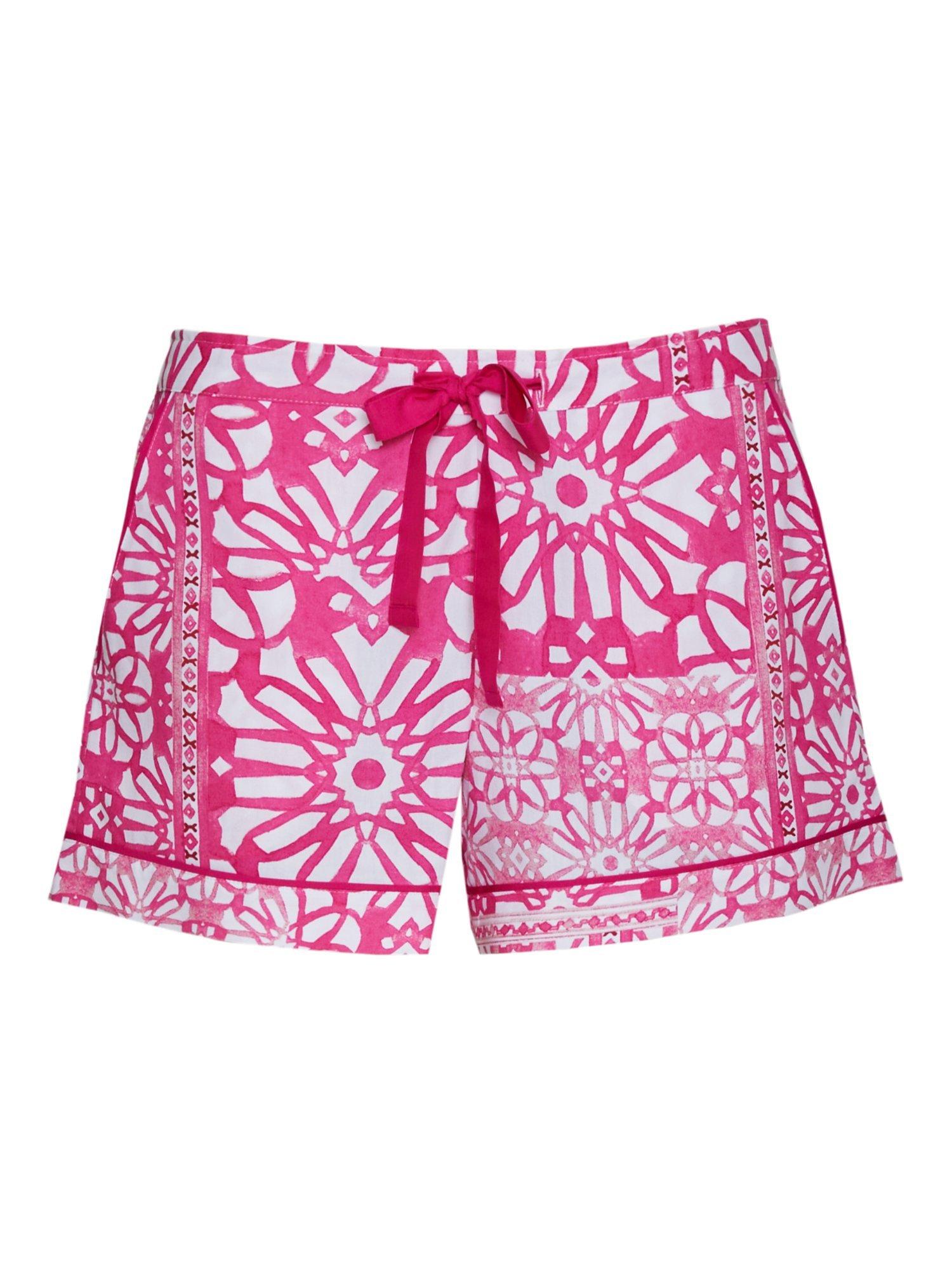 Product image 4 of 4, which shows Cyberjammies Hailey Tile Print Pyjama Shorts, Pink, 28