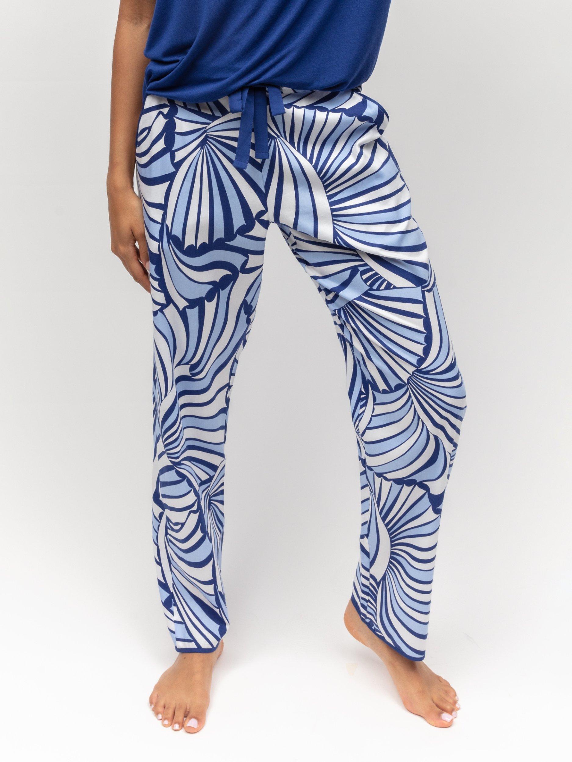 Product image 2 of 4, which shows Cyberjammies Madeline Shell Geo Print Pyjama Bottoms, Blue/White, 28
