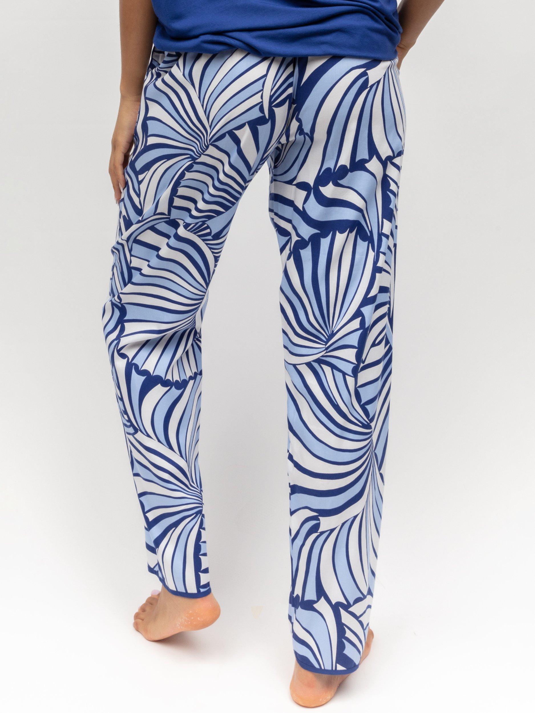 Product image 3 of 4, which shows Cyberjammies Madeline Shell Geo Print Pyjama Bottoms, Blue/White, 28