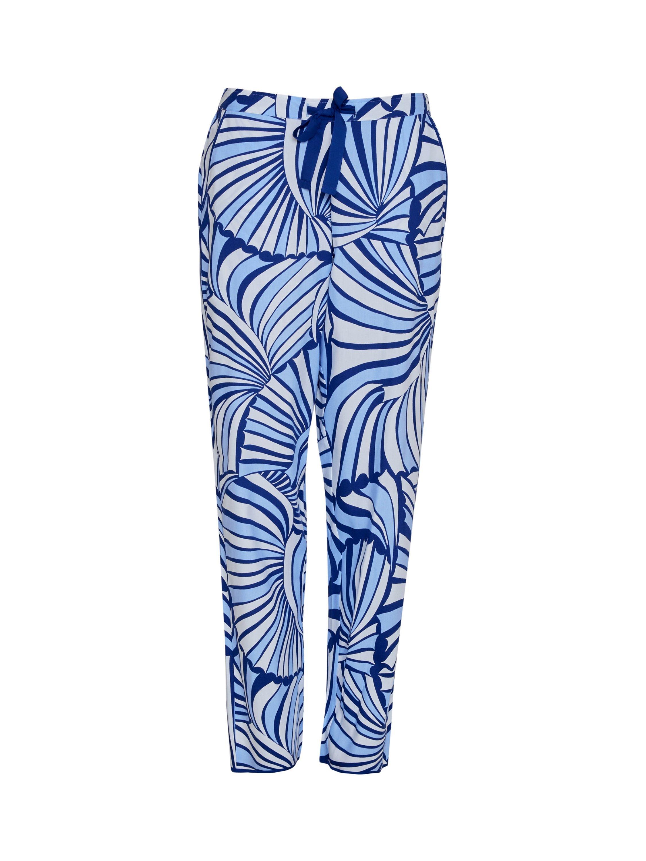 Product image 4 of 4, which shows Cyberjammies Madeline Shell Geo Print Pyjama Bottoms, Blue/White, 28