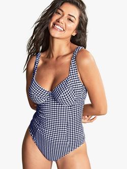 Panache Paloma Balcony Swimsuit, Navy Gingham, Navy Gingham
