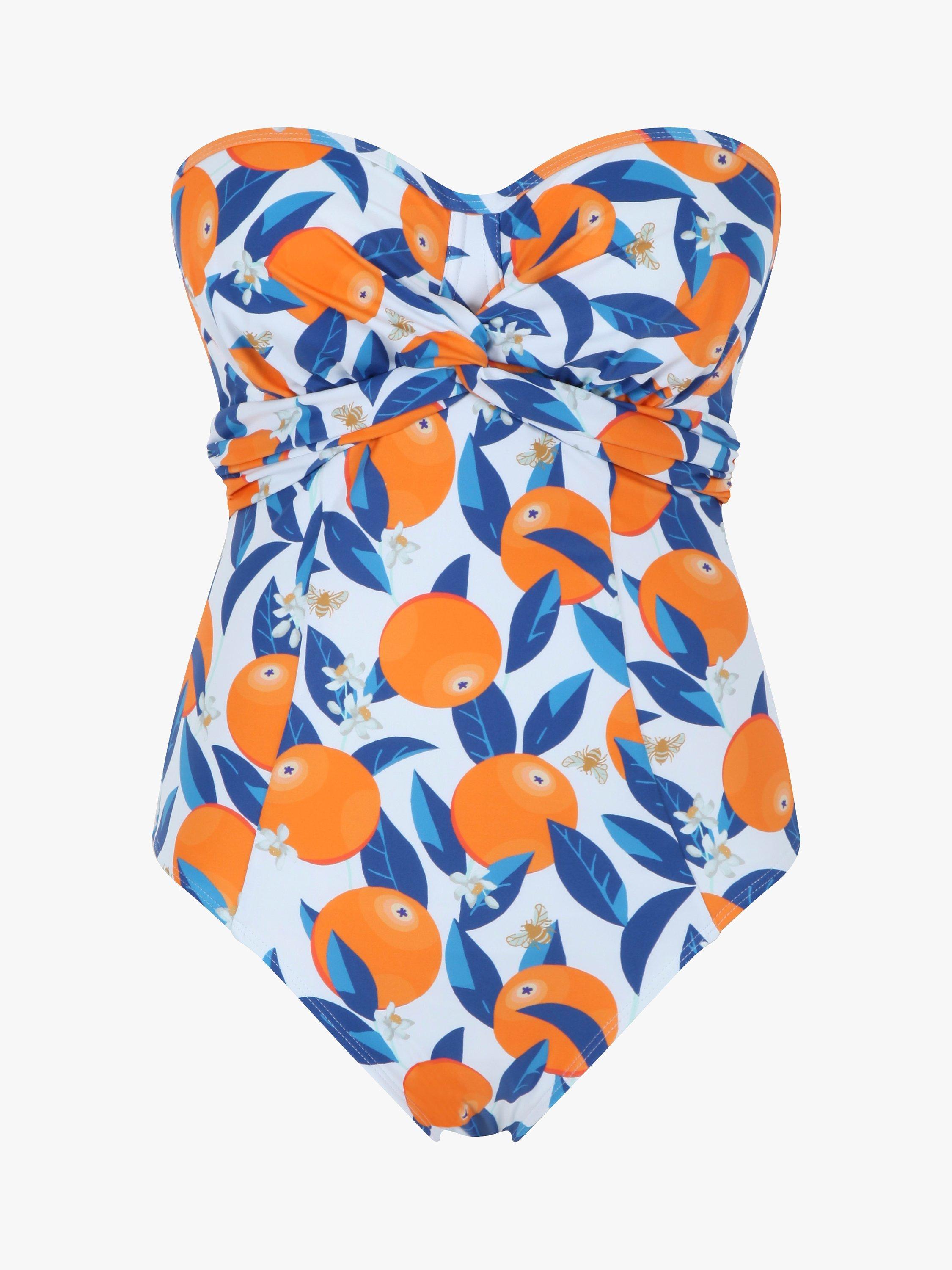 Product image 4 of 4, which shows Panache Tatiana Sicily Print Bandeau Swimsuit, Multi, 32E