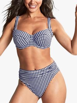 Panache Swim Olivia Full Cup Gingham Bikini Top, Navy/White, Navy/White