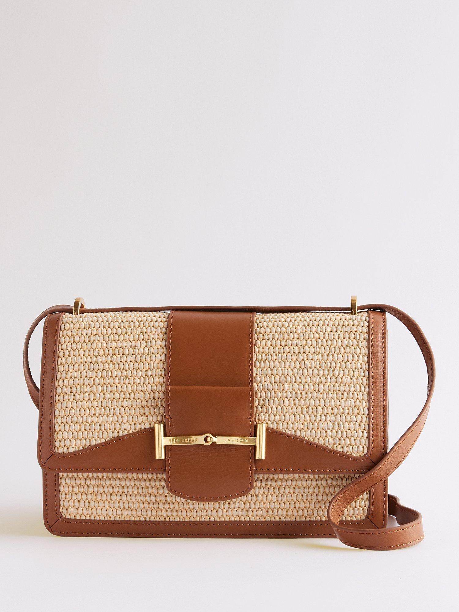 Ted Baker Edanas Equestrian Raffia Cross Body Bag, Natural/Tan