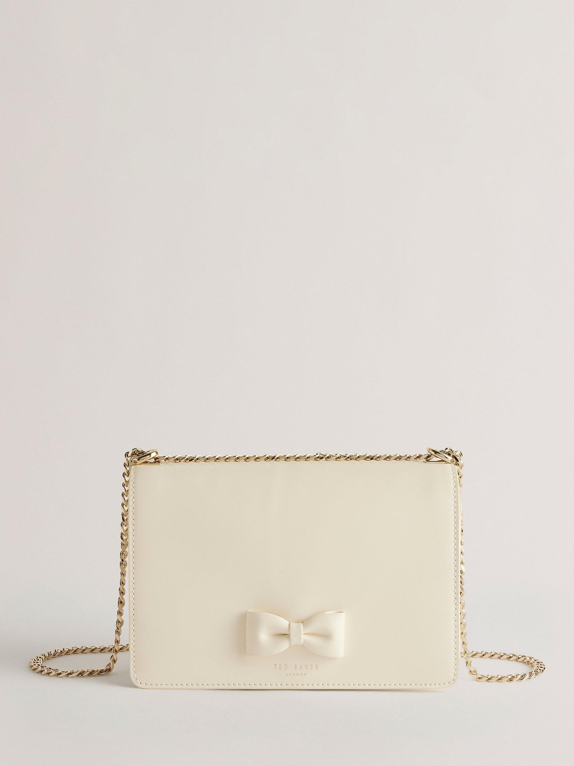 Ted Baker Baeleen Bow Detail Cross Body Leather Bag, Natural Cream