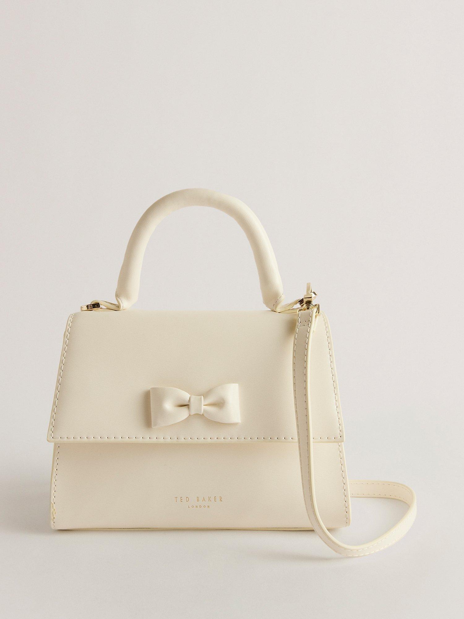 Ted Baker Baelli Bow Detail Mini Top Handle Leather Bag, Natural Cream