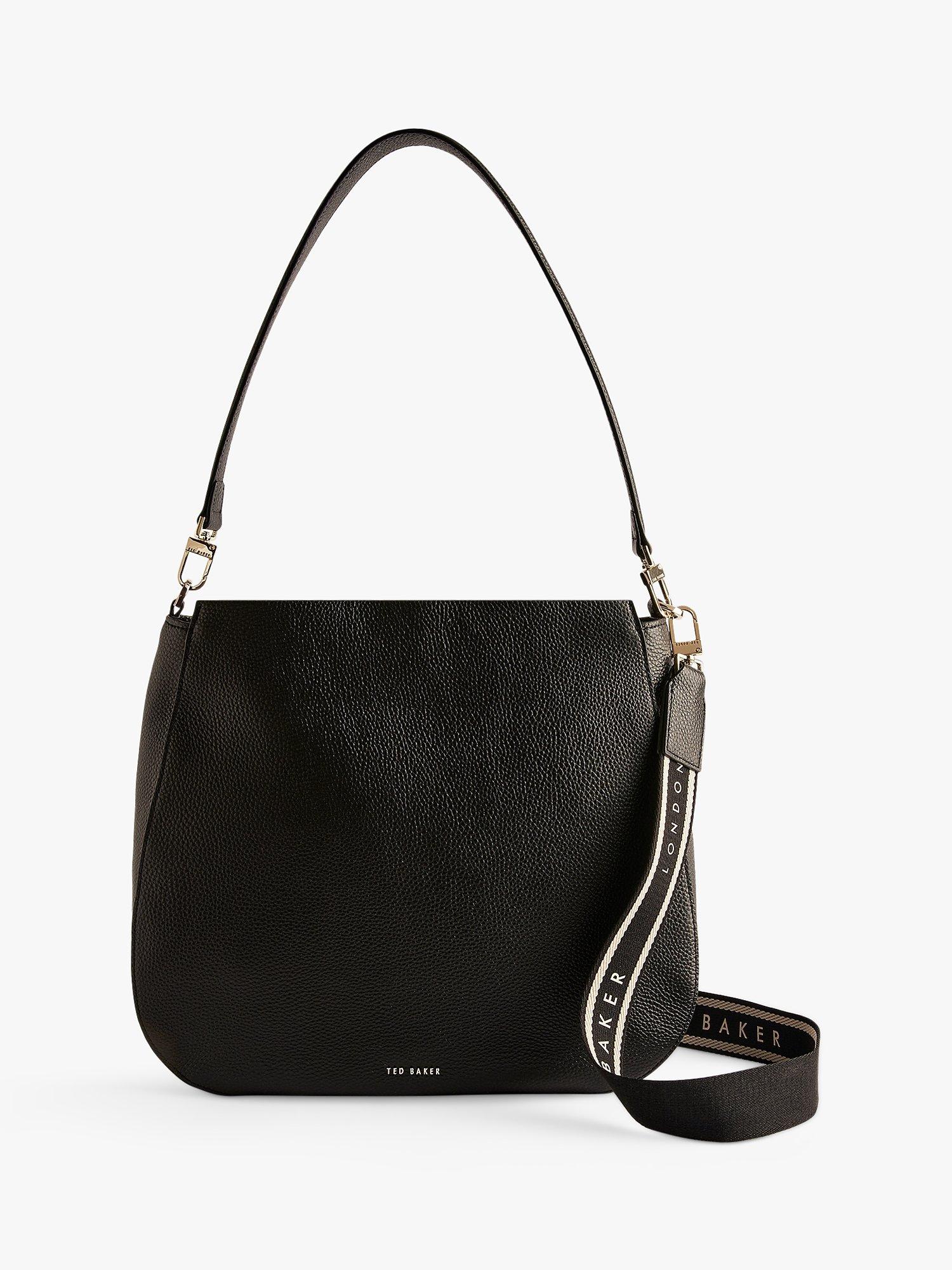 Ted Baker Darciel Branded Webbing Leather Hobo Bag, Black, One Size