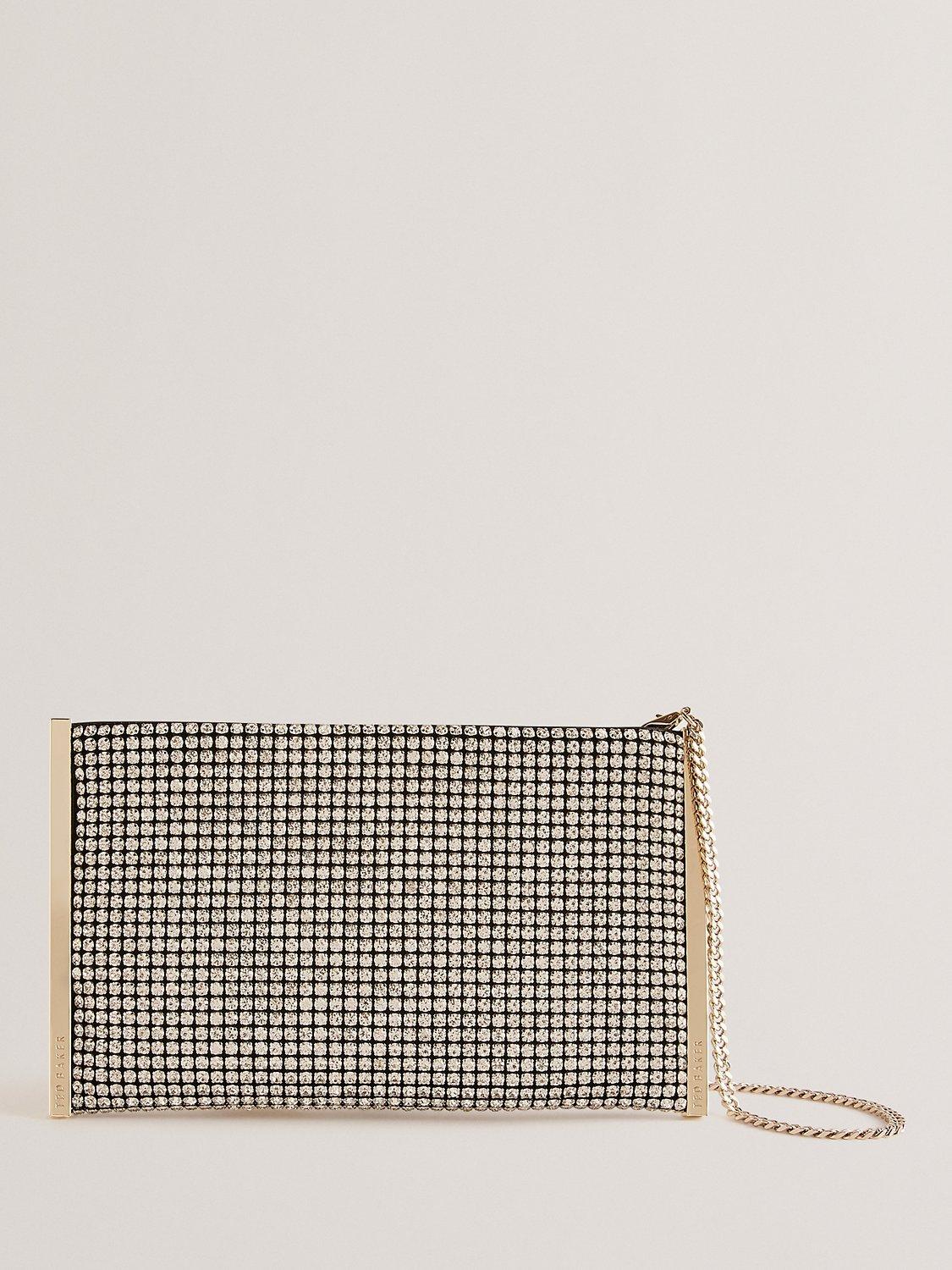 Ted Baker Glitzze Crystal Clutch Bag, Silver, One Size