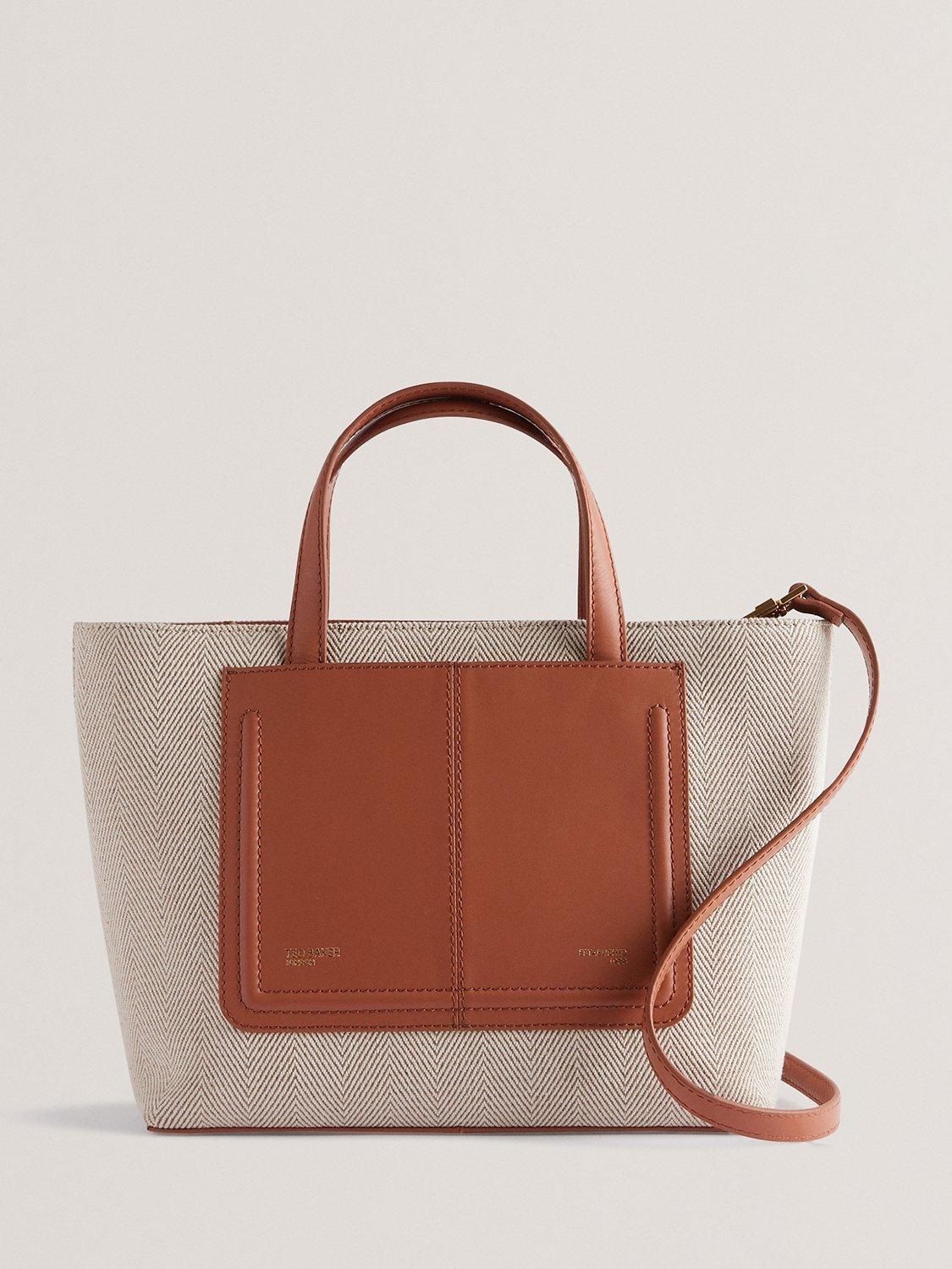 Ted Baker Nishal Small Herringbone Canvas Tote Bag, Tan