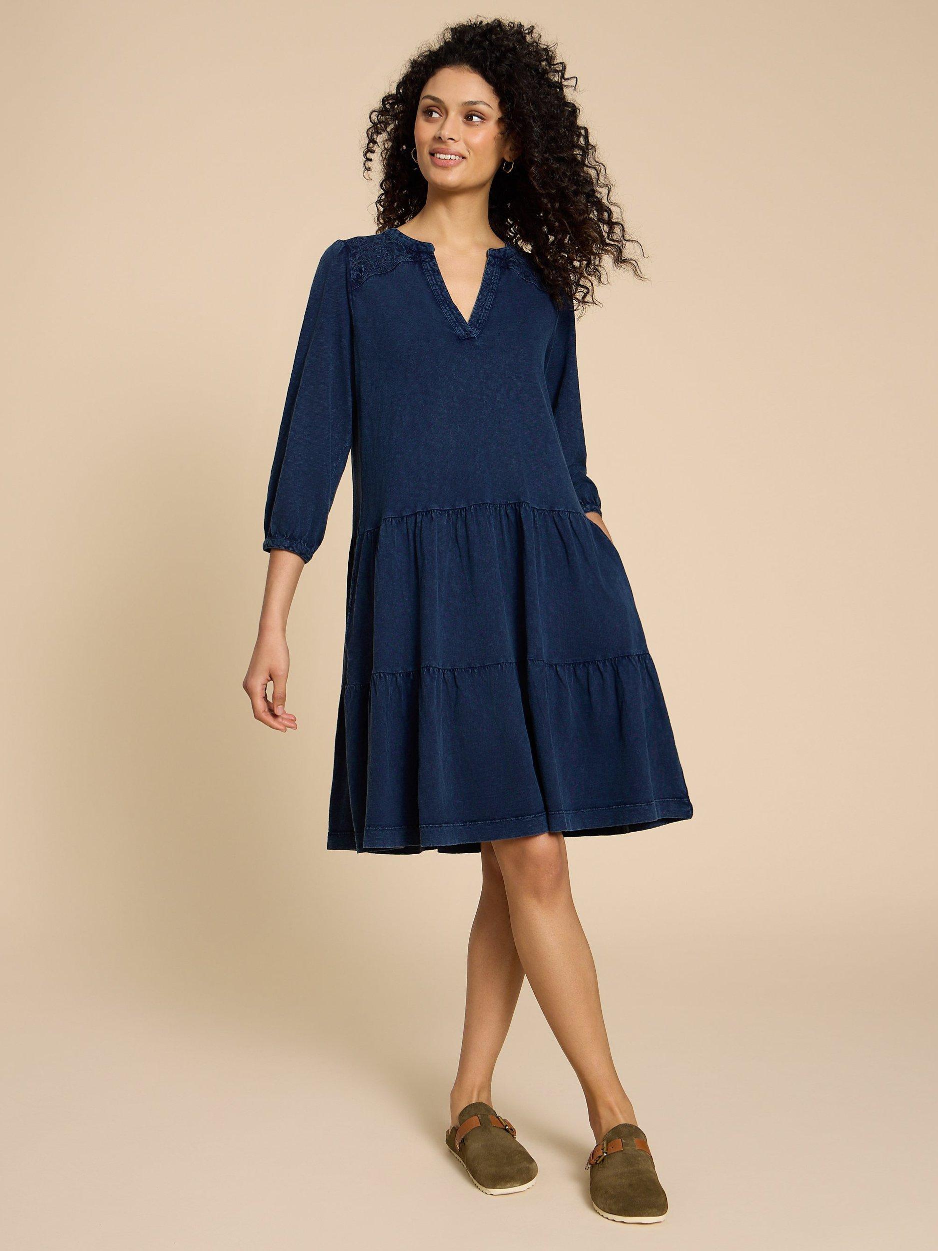 White Stuff Clara Denim Jersey Dress, Dark Denim