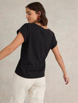 White Stuff Nelly Notch Neck T-Shirt - view 2, Pure Black